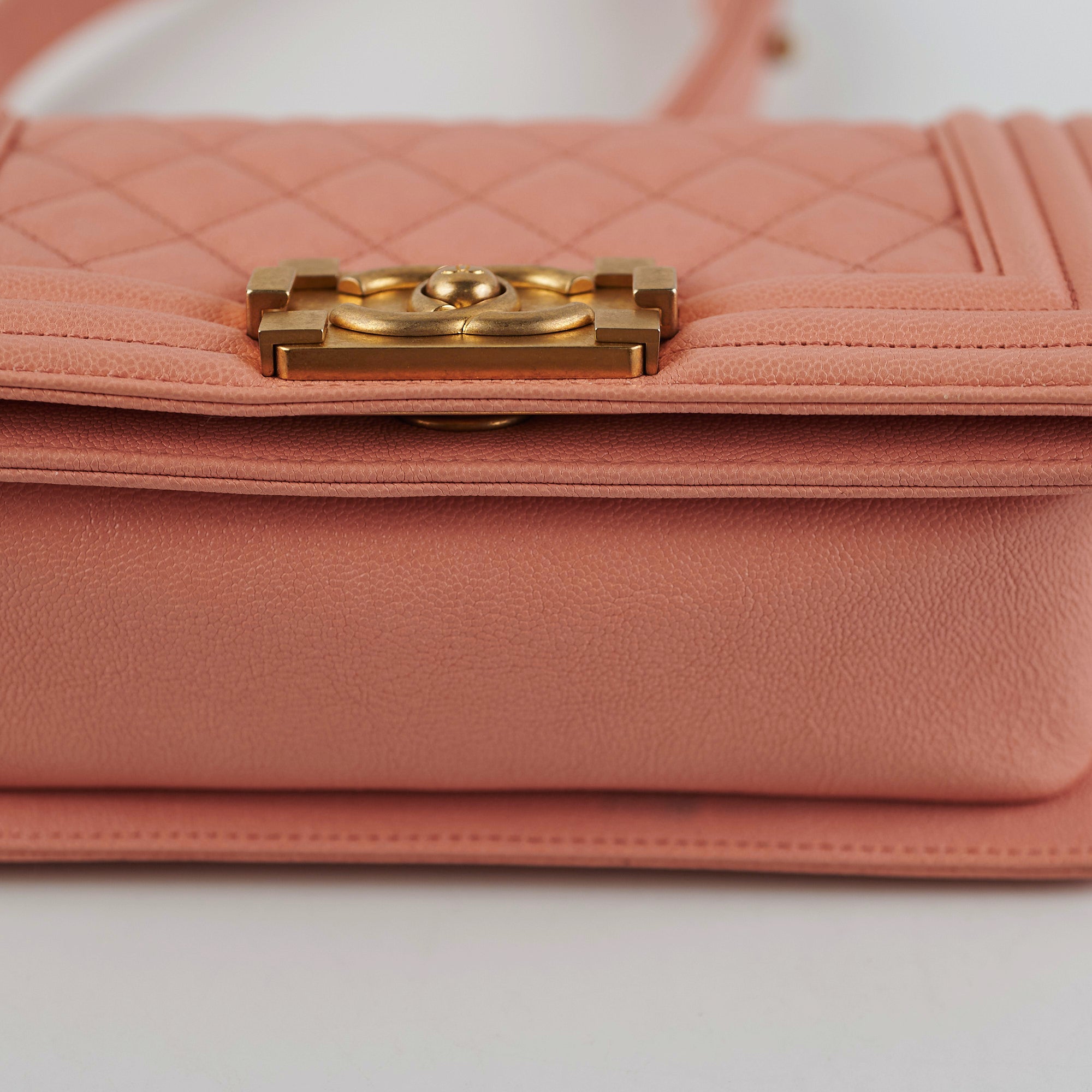Chanel Small Boy Bag in Caviar Leather Coral Pink - Luxury Crossbody Bag for Women, Perfect for Parties & Date Nights