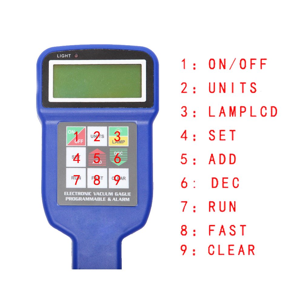 WK-VG88 Digital Programmable Refrigerant Vacuum Gauge with Alarm - HVAC System Diagnostic Tool for AC Repair & Maintenance