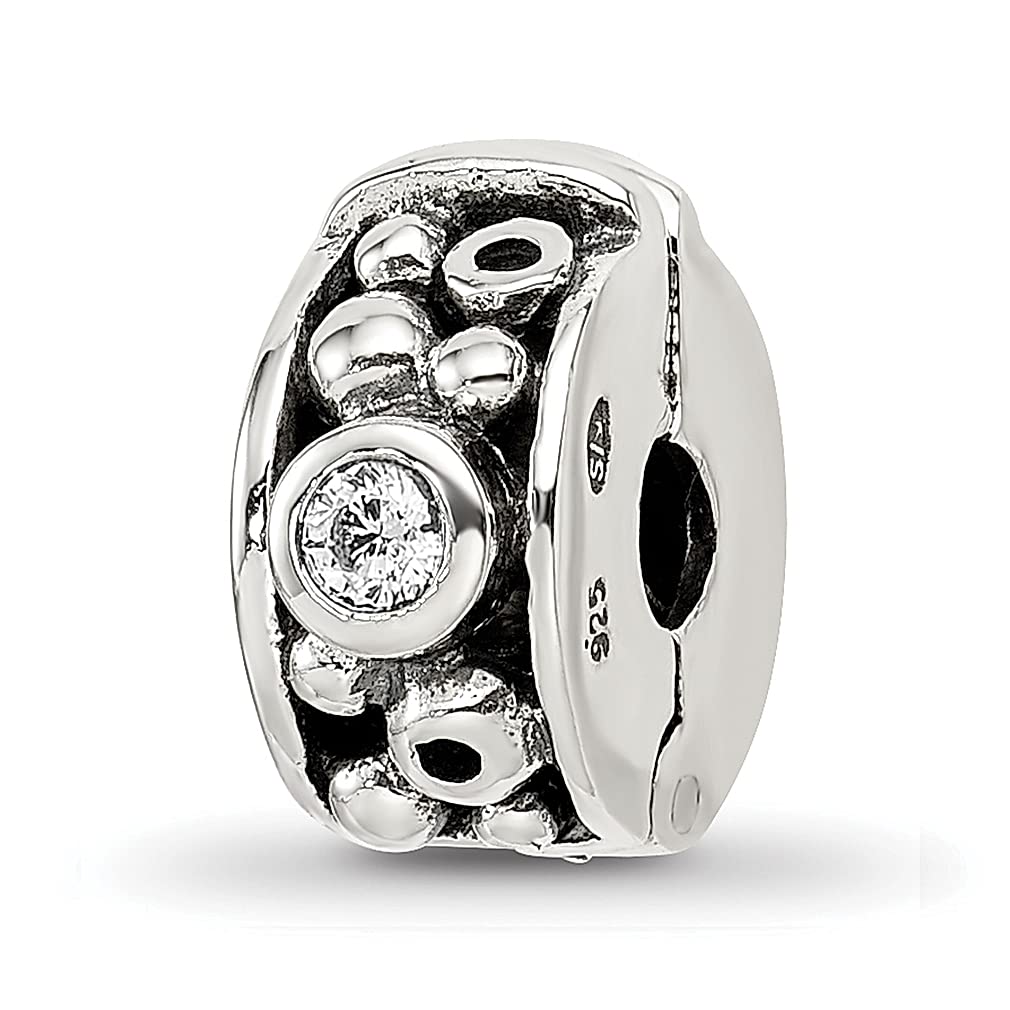 925 Sterling Silver Charm Bead for Bracelet - Hinged Cubic Zirconia CZ & Dots Clip - Clear Crystal Stone Jewelry for Women | Perfect Gift for Her, Birthday, Anniversary & Special Occasions | Dainty Everyday Wear & Party Accessories