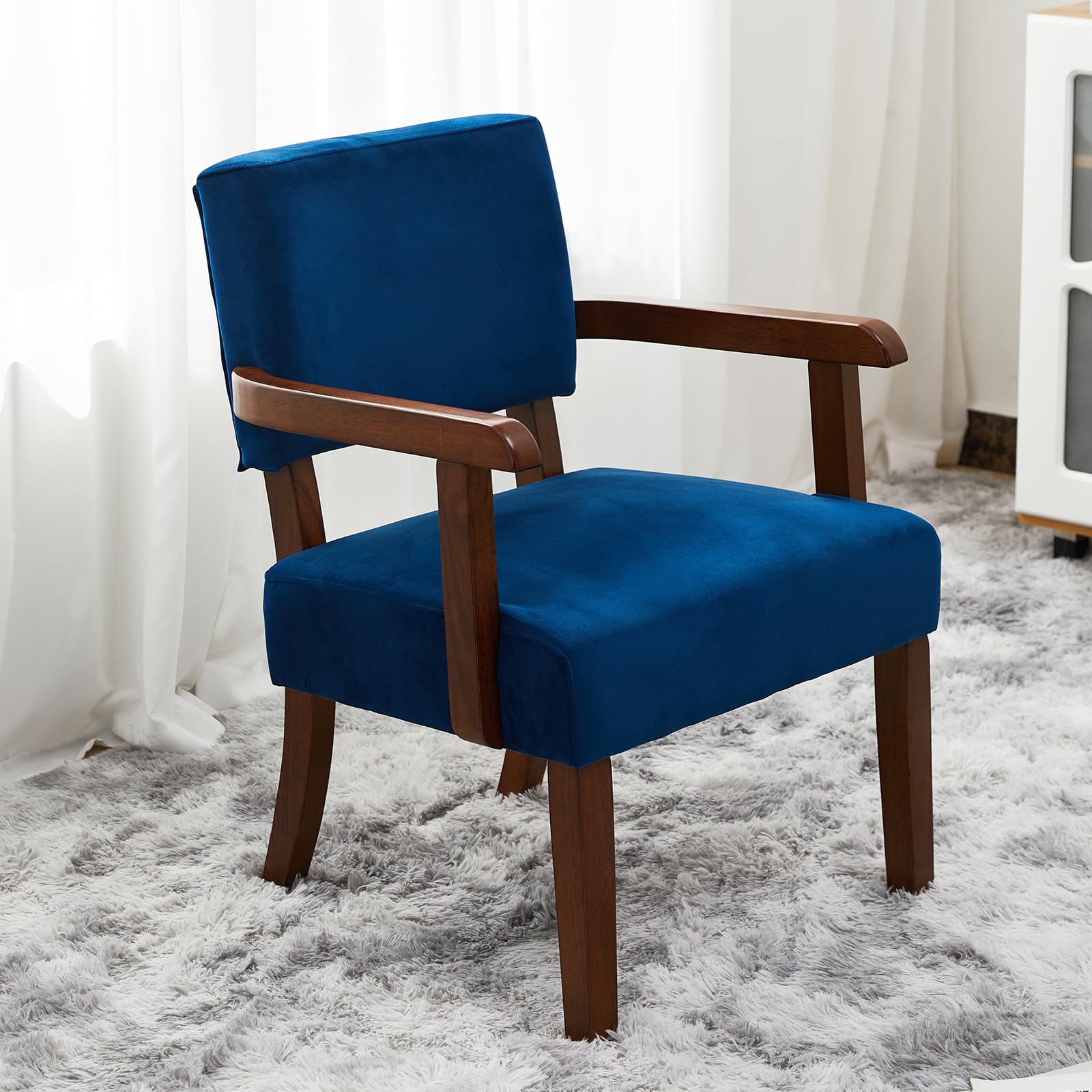 2-Piece Velvet Accent Chair Set with Side Table - Navy Blue Soft Seating for Living Room, Bedroom, Reading Nook & Waiting Areas - Comfortable Armchairs with Plush Cushions for Relaxation & Home Decor
