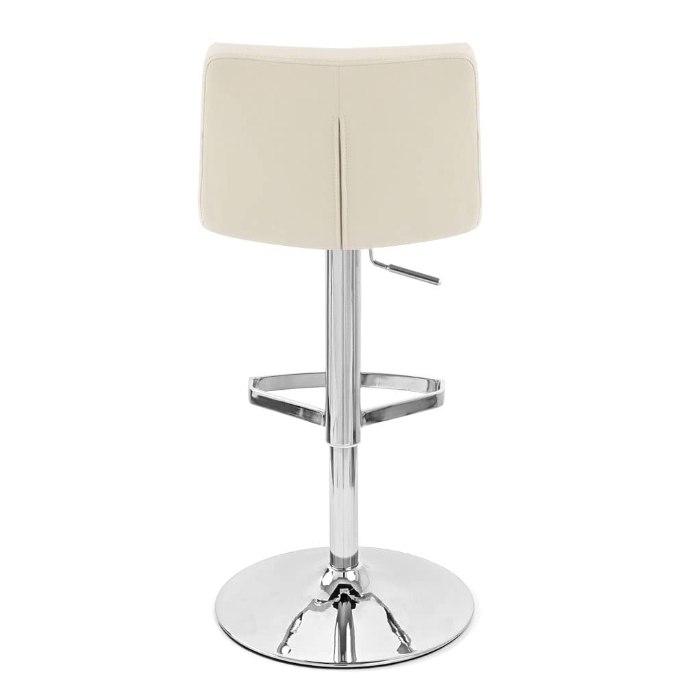 Adjustable Height Swivel Bar Stool with Lattice Design & Chrome Base - Cream - Perfect for Kitchen Islands, Breakfast Bars & Home Decor