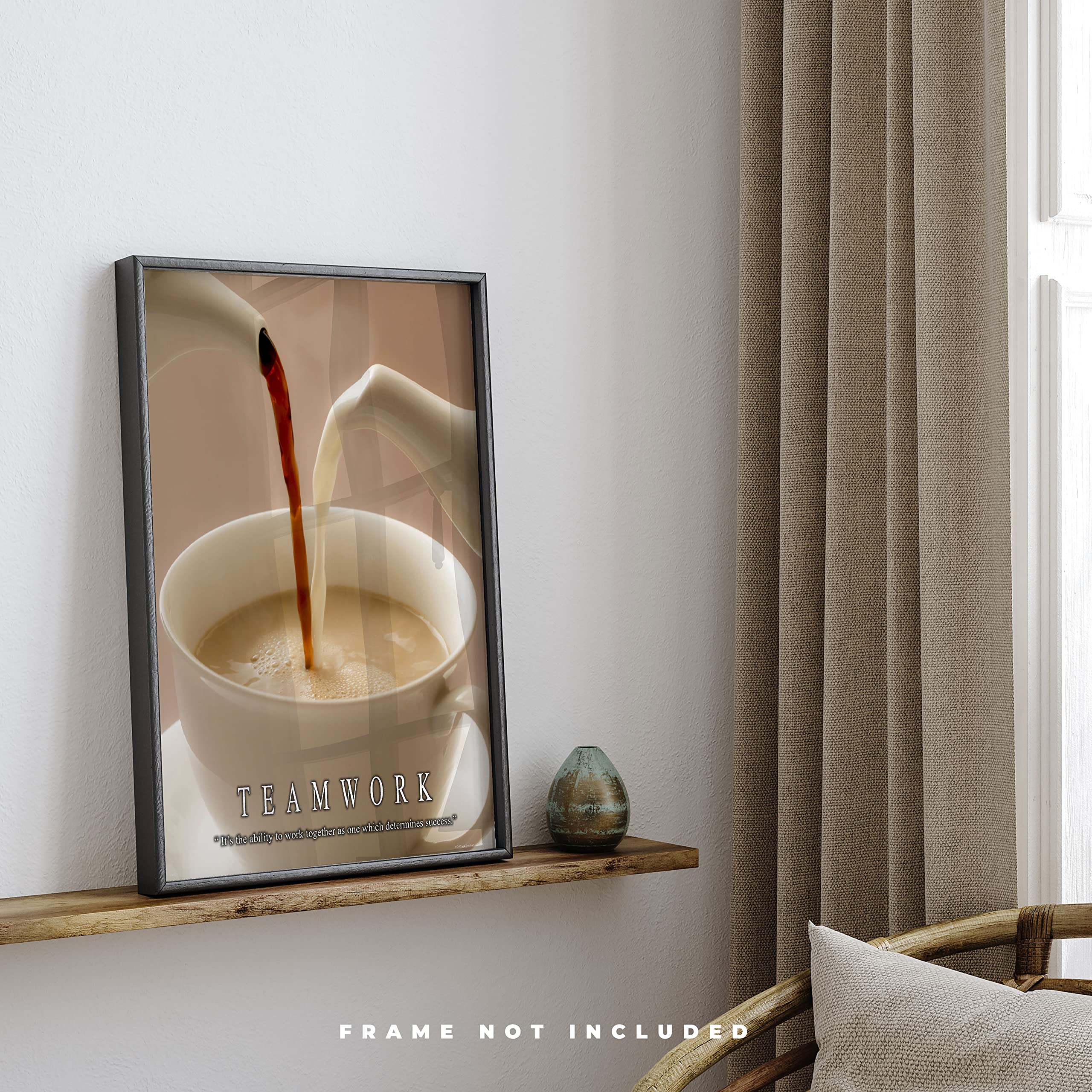 11x14 Coffee Motivational Poster Art Print - Grinder, Beans & Espresso Pot Wall Decor for Home, Office & Café - Perfect Coffee Lover Gift & Kitchen Decor
