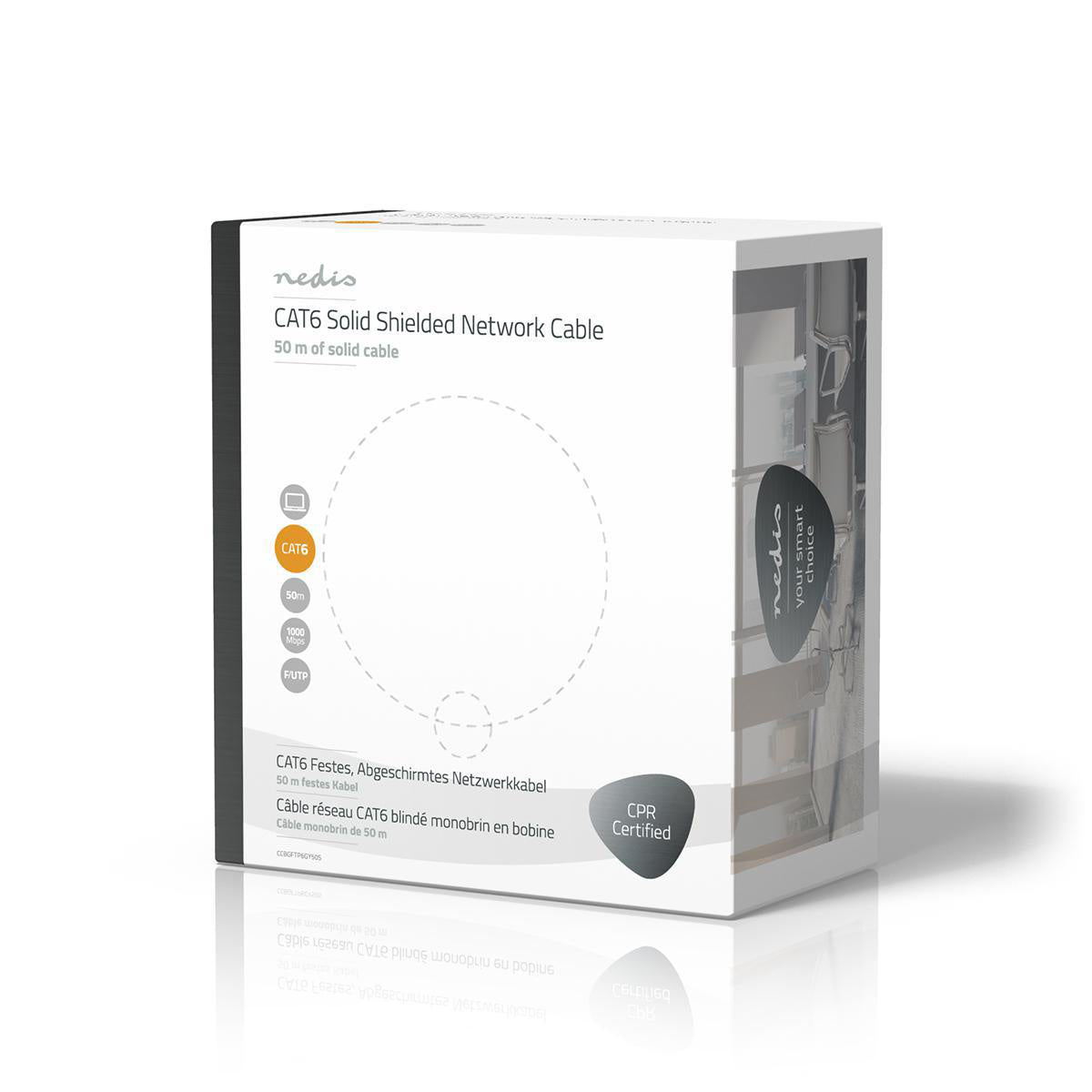 Premium CAT6 F/UTP Ethernet Cable 50m Roll - 100% Pure Copper Solid Core for High-Speed Networking - Ideal for Home Office, Gaming & Server Rooms