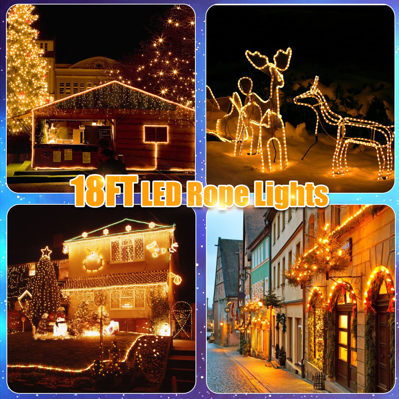 Afirst 18FT LED Rope Lights Outdoor - Warm White Connectable Waterproof Fairy String Lights (IP65) for Home, Garden, Bedroom, Patio & Holiday Decor - Perfect for Christmas, Wedding, Party & Landscape Lighting