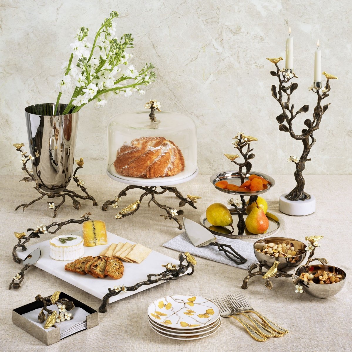 Premium Lovebirds Cheese Board Set with Stainless Steel Knives - Perfect for Romantic Picnics, Anniversaries & Wedding Gifts