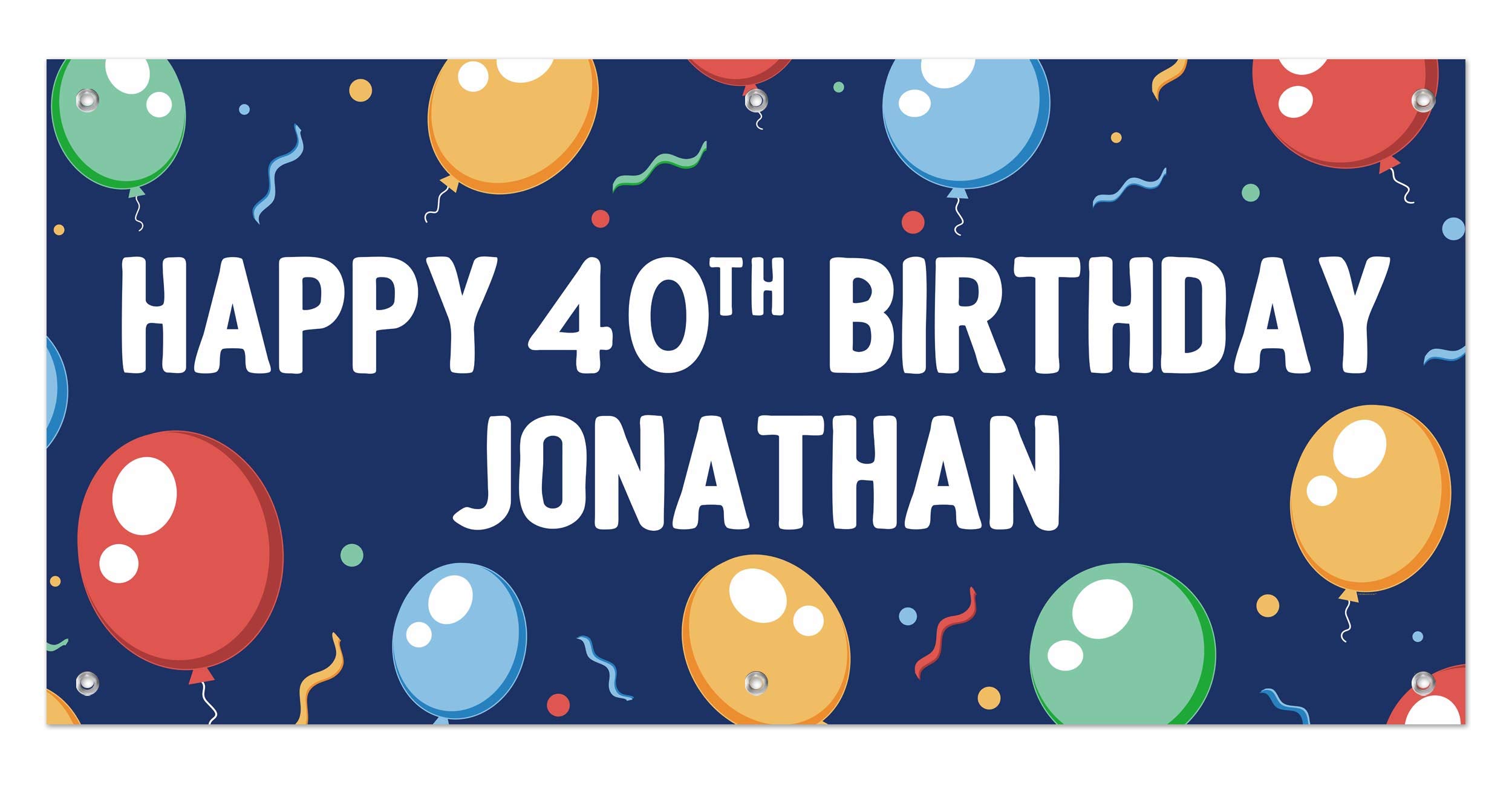 Custom Happy 40th Birthday Banner with Balloons - Personalized Milestone Vinyl Banner 24x51 Inches - Perfect for Birthday Parties, Anniversaries & Celebrations