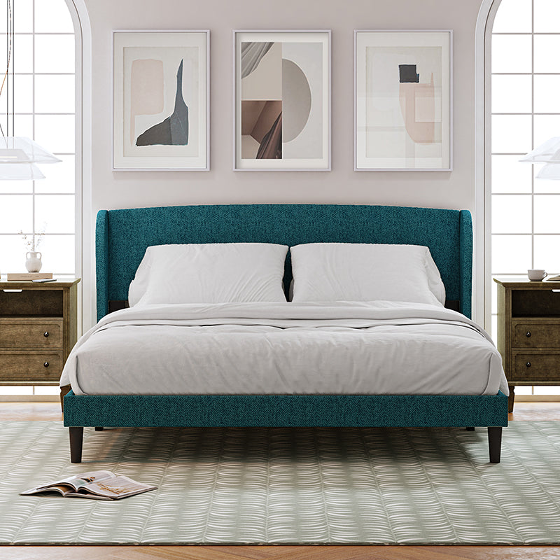 Baotist Upholstered Wingback Platform Bed Frame - Queen Size Modern Bedroom Furniture for Master Bedroom, Guest Room & Apartment
