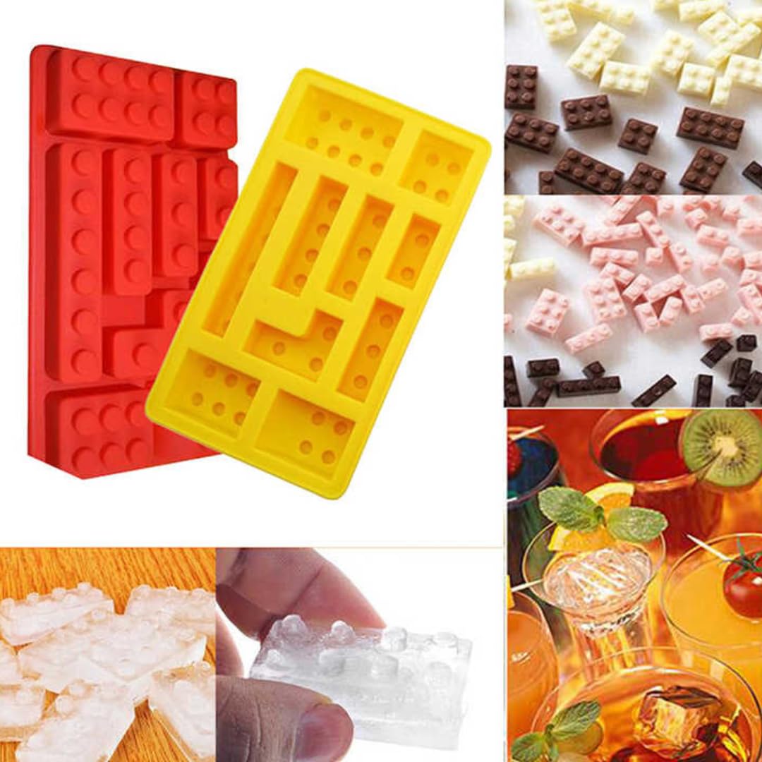 Skytail 2-Pack Lego Brick Silicone Molds for Baking - Chocolate, Candy, Ice Cube, Muffin, Jelly, Gummy, Fondant, Clay & Crayon - Perfect for DIY Cake, Cupcake Decorations & Kids Party Treats