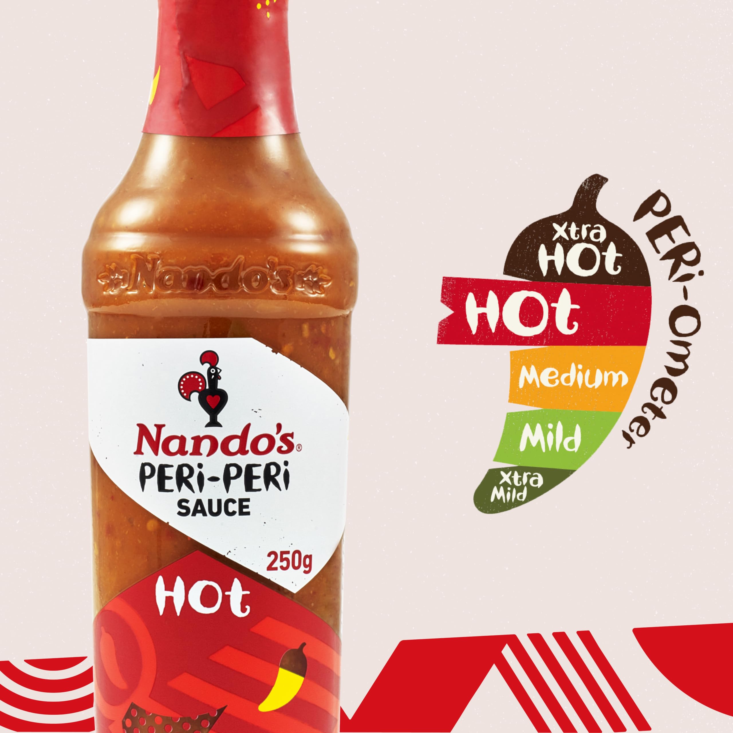 Nando's Hot Peri-Peri Sauce 250ml - Spicy African Chili Sauce for Grilling, Marinades & Cooking - Perfect for Chicken, Seafood & BBQ Dishes