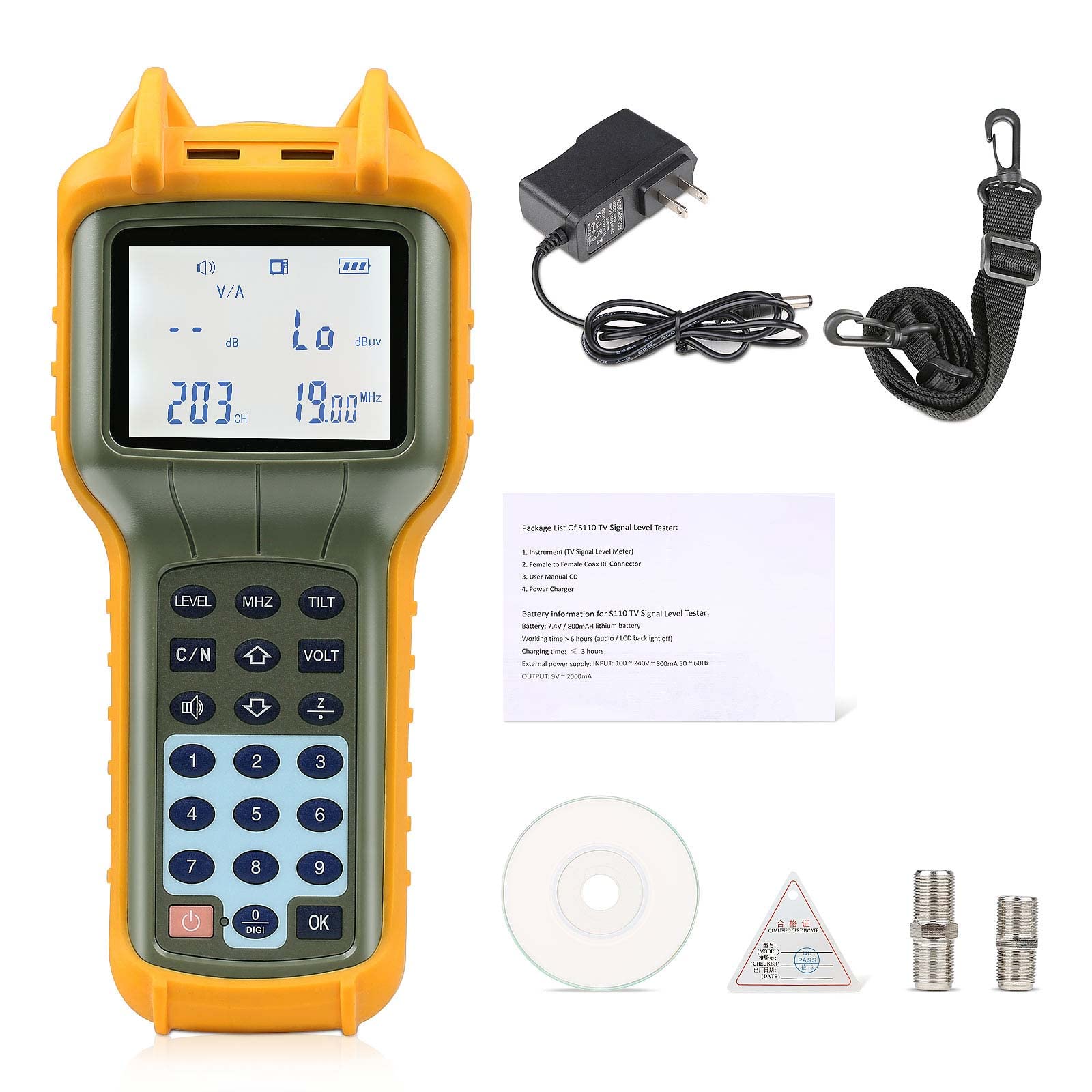 AUGOCOM® CATV Cable Tester - Coaxial Cable Tracer & Continuity Checker with Signal Level Meter (47-870MHz) - Perfect for TV, Internet & Satellite Installation & Maintenance