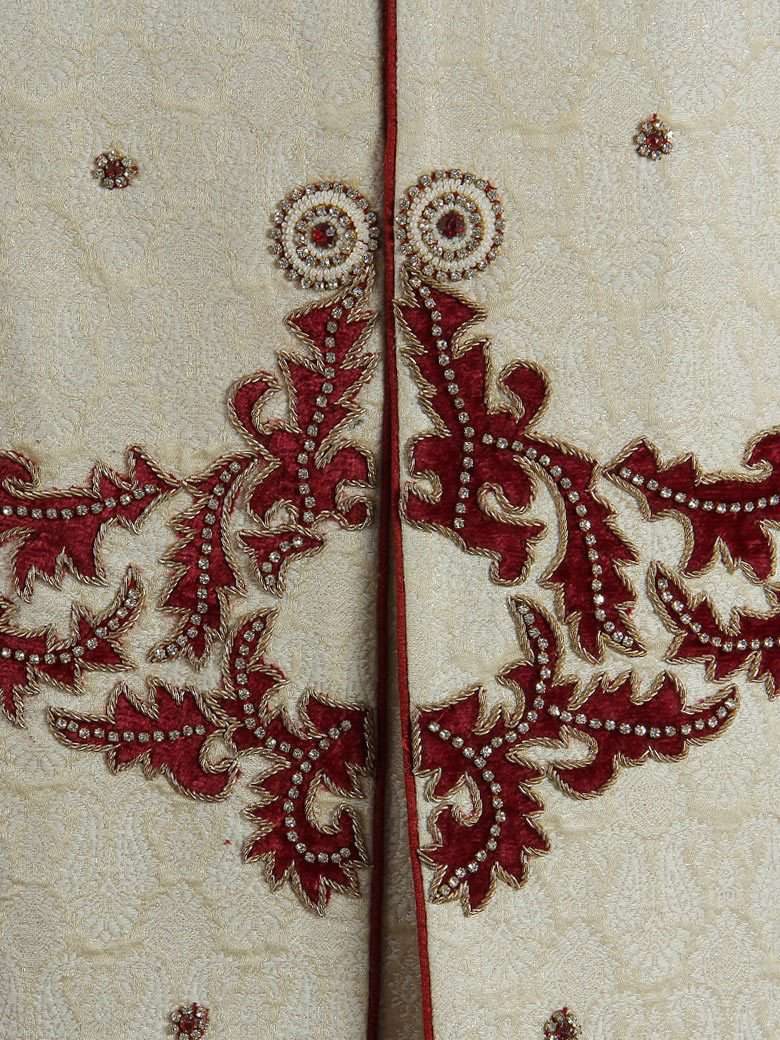 Stylish Cream Sherwani for Men - Elegant Designer Indian Wedding Outfit - Perfect for Groom, Festivals & Special Occasions