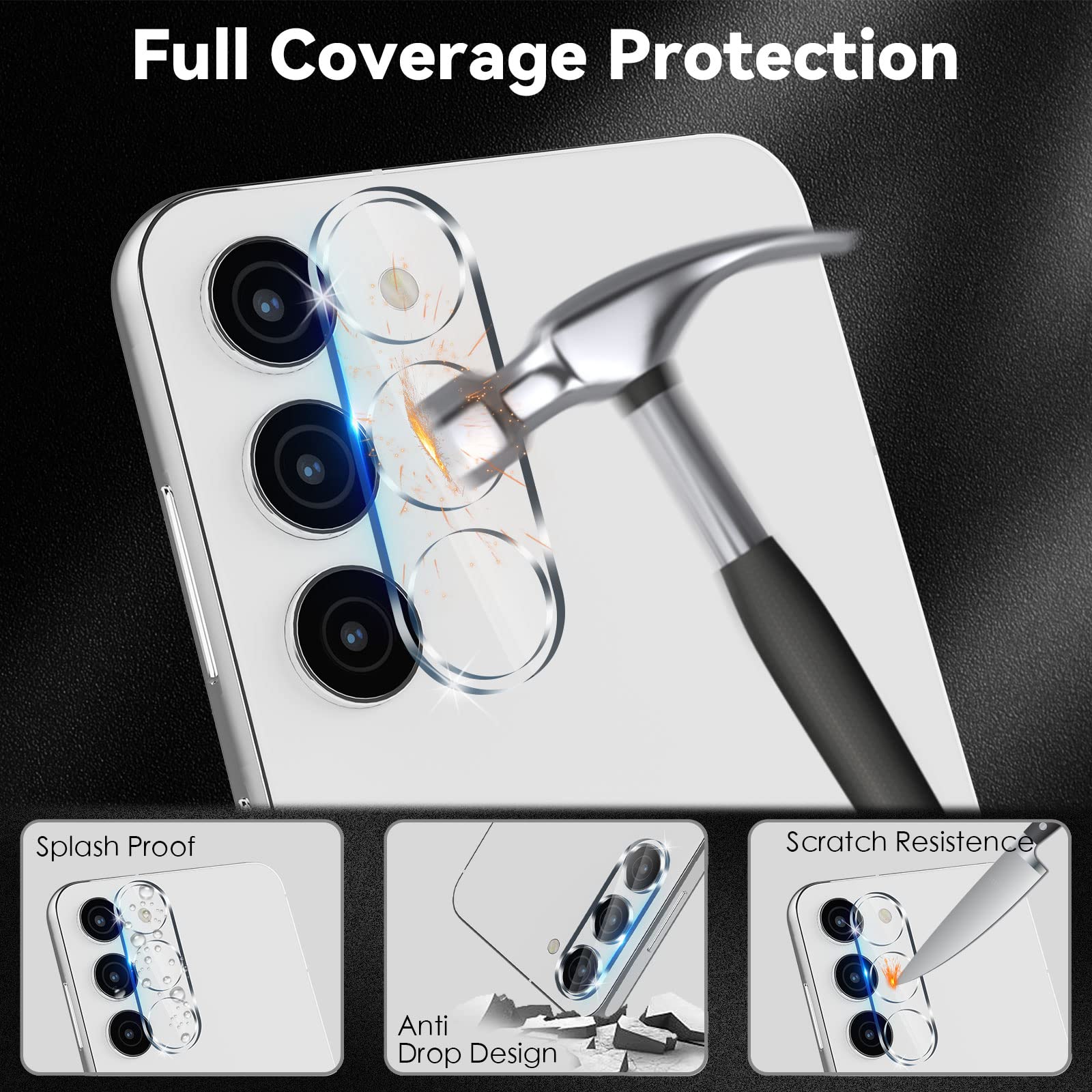 3 Pack Tempered Glass Camera Lens Protector for Samsung Galaxy S24/S23/S23 Plus - 9H Hardness, Ultra Thin, Anti-Scratch, Case Friendly - No Flash Interference - Perfect for Night Photography, Outdoor Adventures & Daily Protection