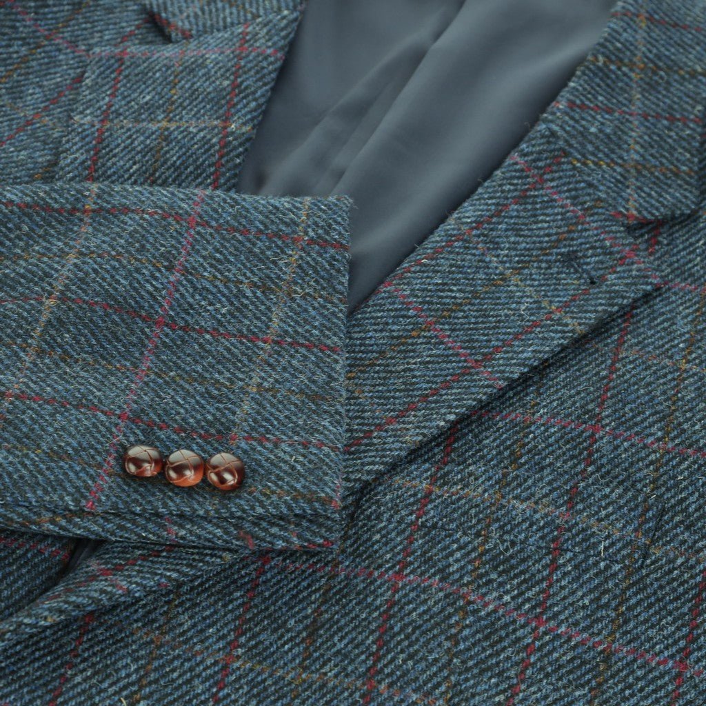 Beaucaire X Harris Tweed Classic Blue Blazer for Men - Elegant Formal Wear for Business, Weddings & Special Occasions