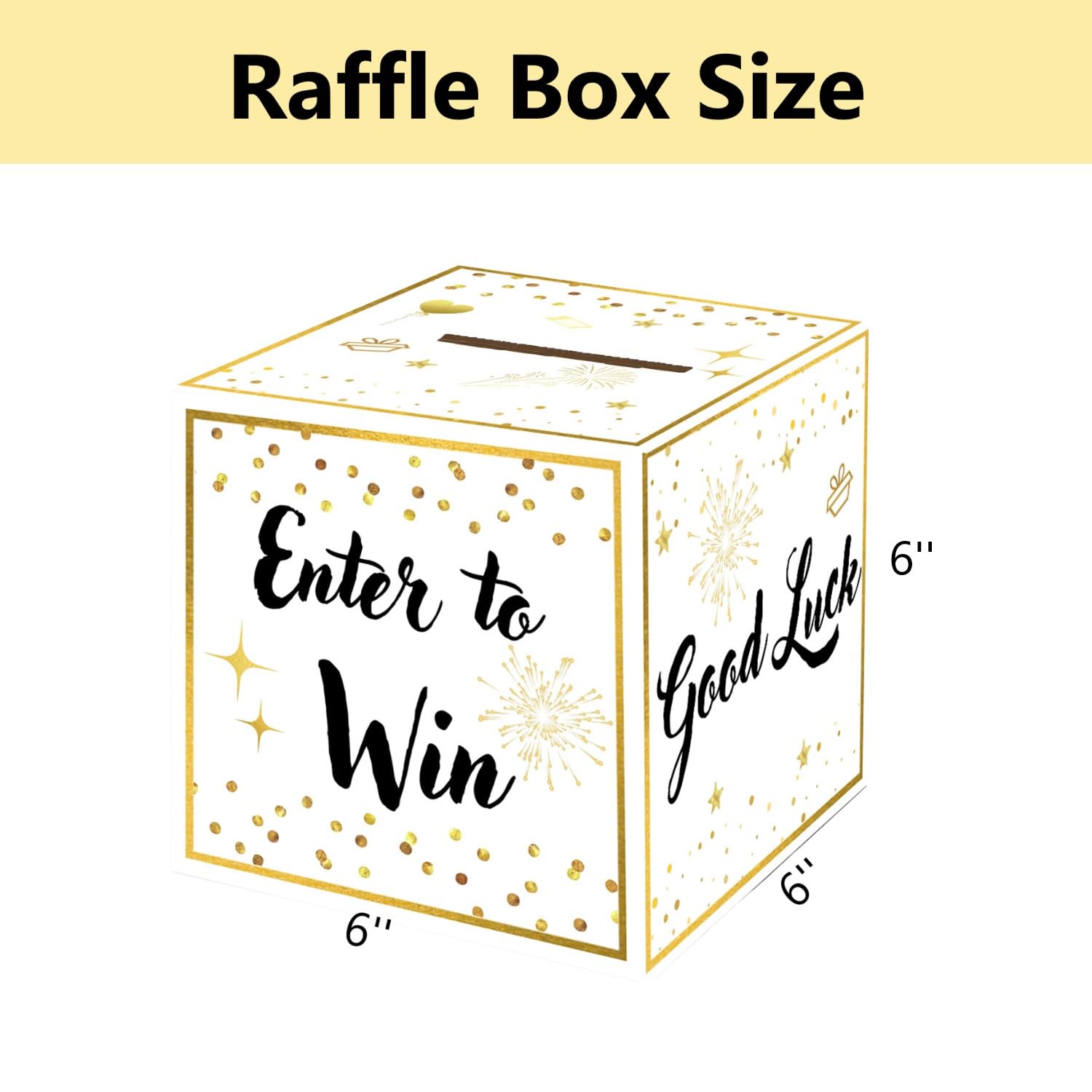 Gold Raffle Box with 100 Tickets - Premium Ballot Box with Slot for Entry Cards, Donations & Suggestions - Perfect for Contests, Fundraisers, Voting & Prize Draws