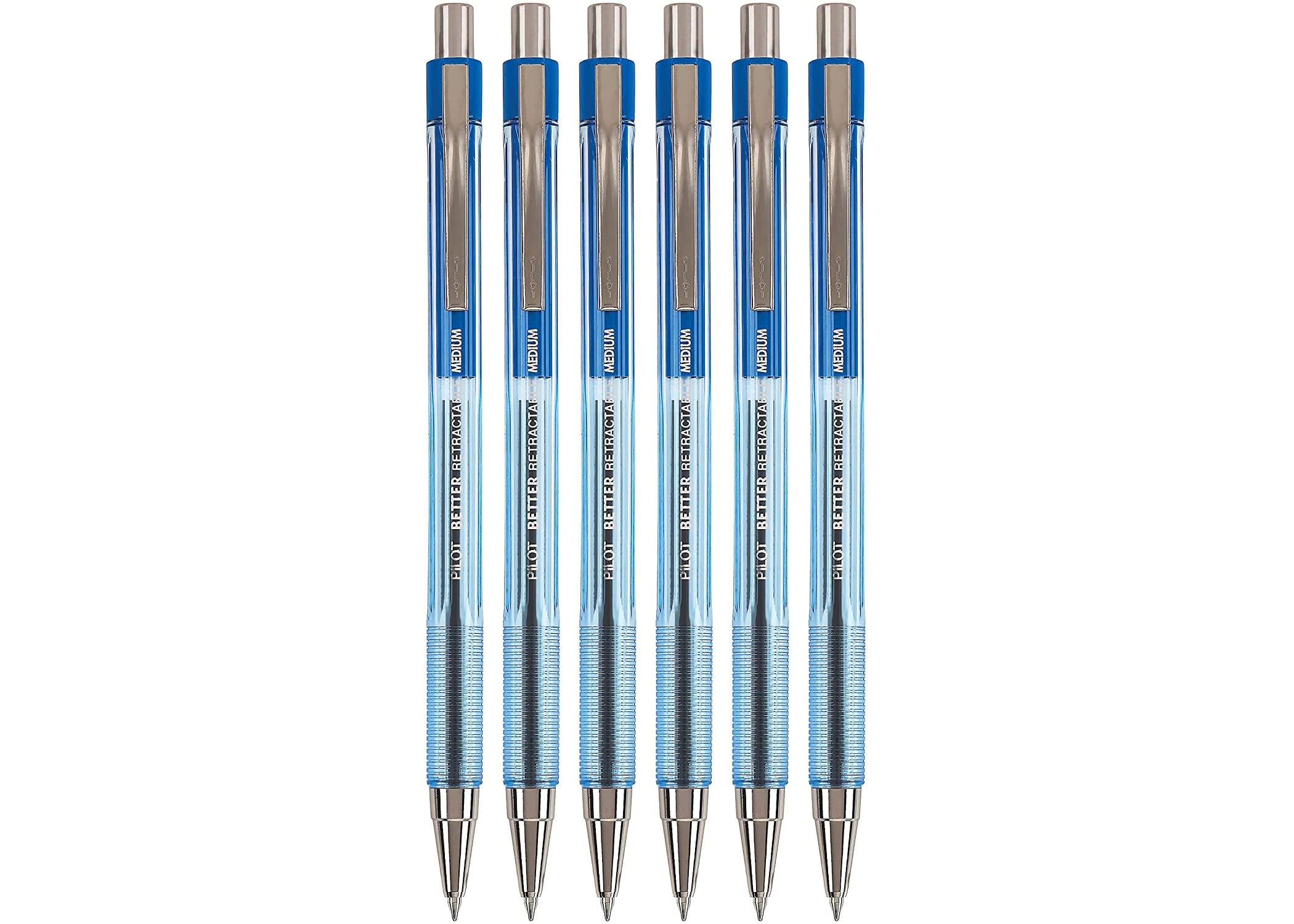 PILOT The Better Ball Point Pen - Refillable & Retractable Ballpoint Pens, Medium Point, Blue Ink, 6 Pack - Perfect for Office, School, Note Taking & Everyday Writing