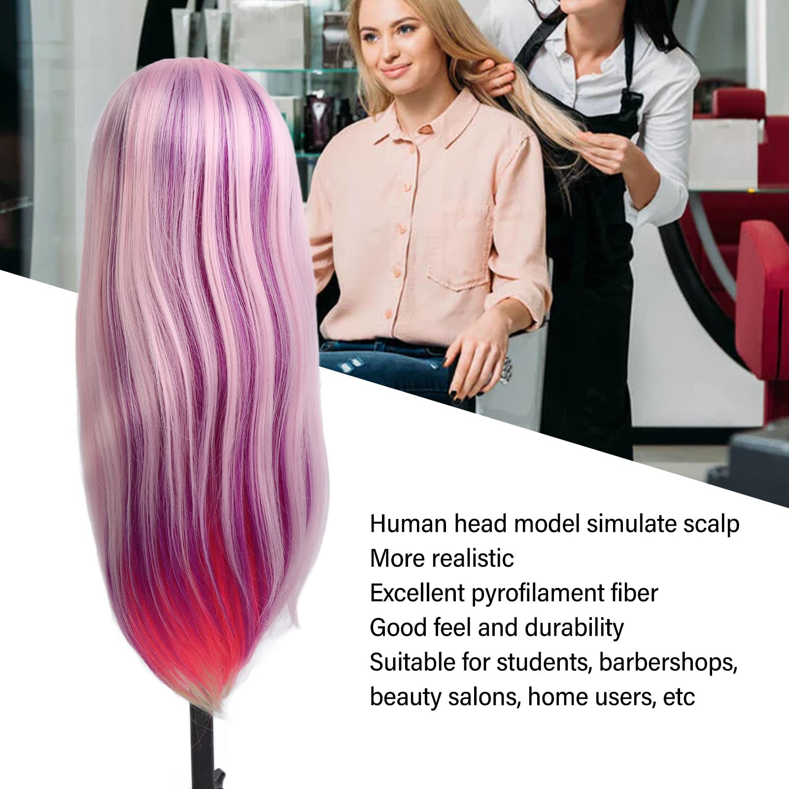 Professional Mannequin Head for Hairstyling Practice - Durable Pyrofilament Fiber Training Head with Detachable Comb | Perfect for Beauty Salon, Cosmetology School & Home Hairdressing Training