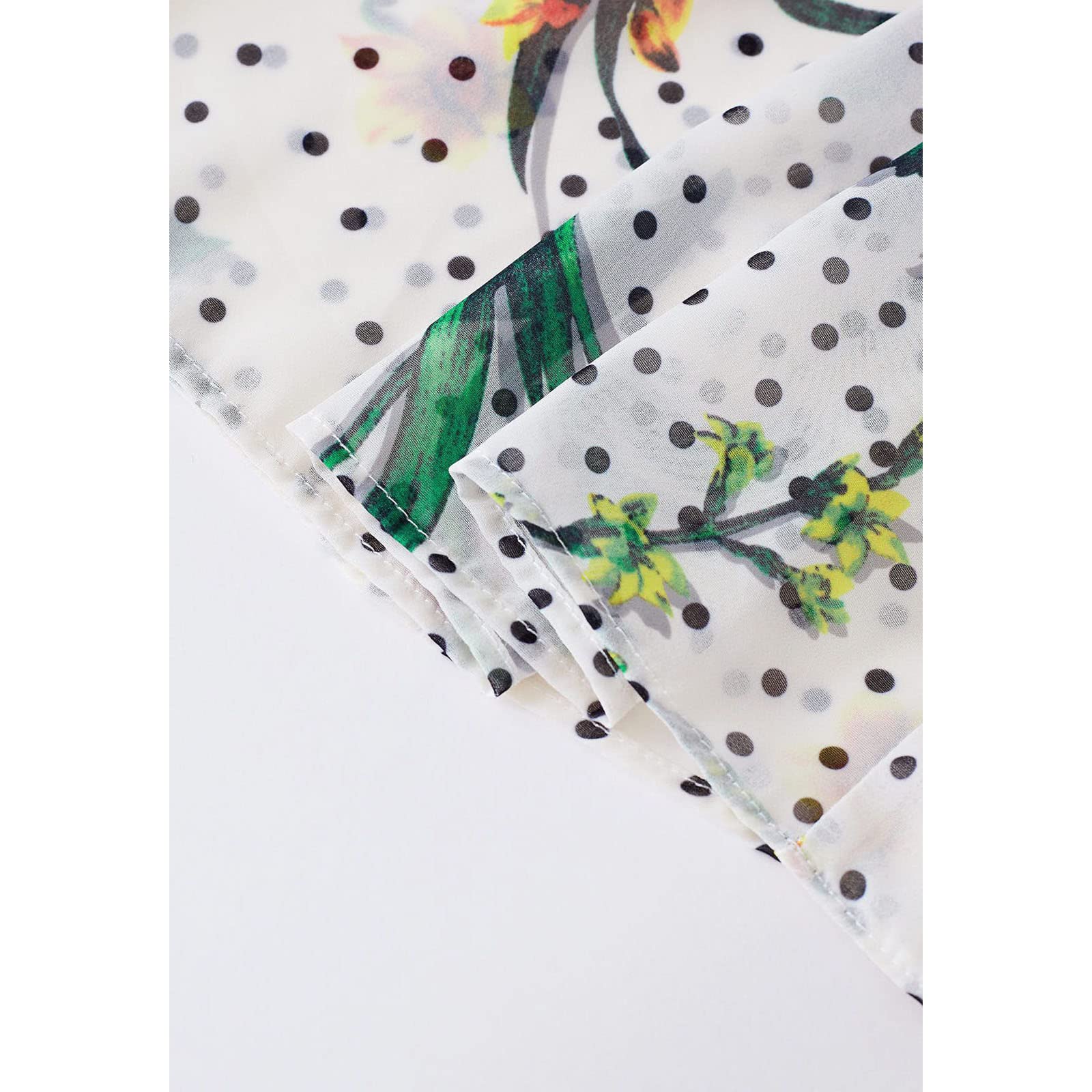 Chicwish Women's Polka Dot Floral Print Chiffon Maxi Dress - Elegant Summer Beach Wedding Party Dress with Flowy Long Skirt