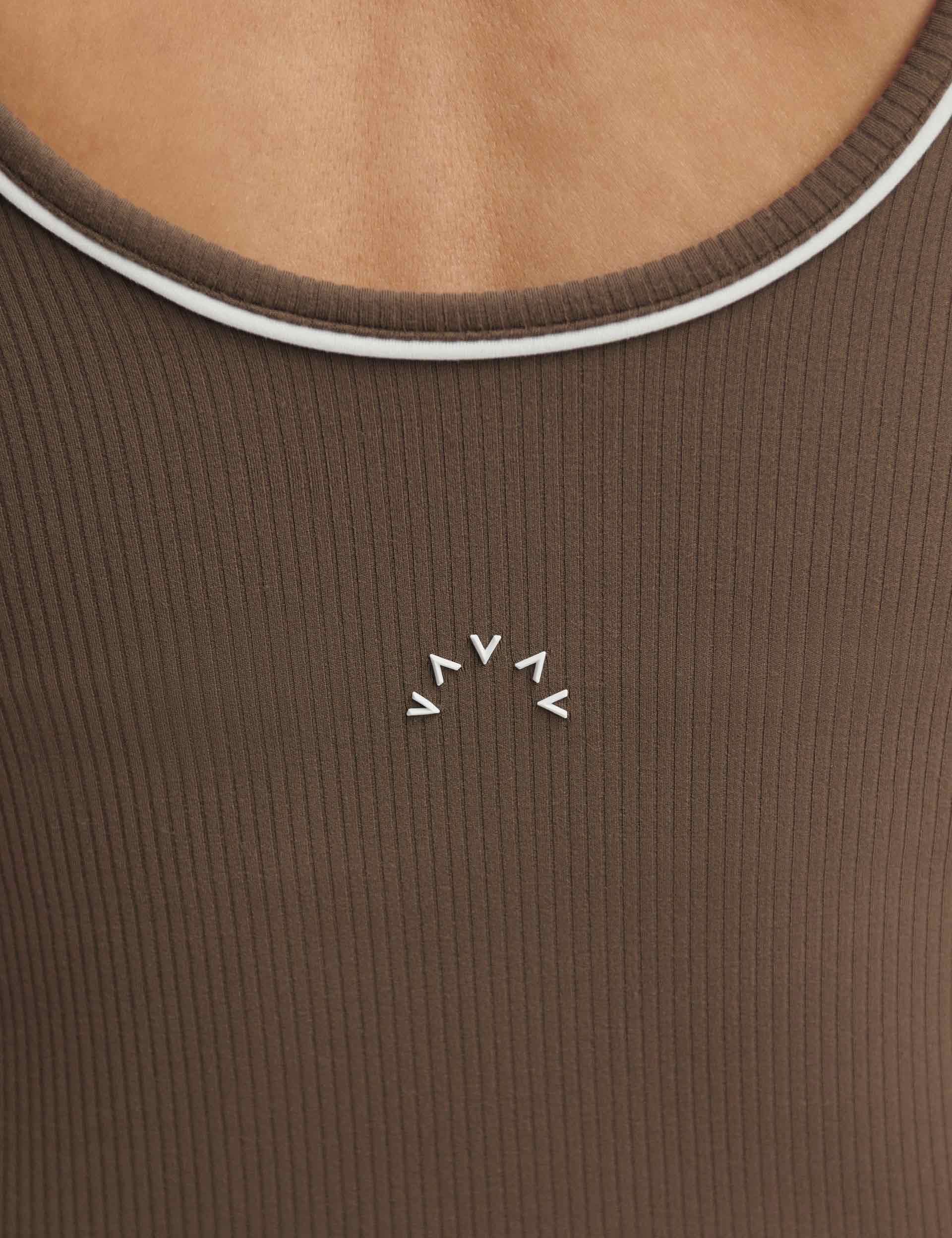 Barney Piped Tank Top - Chocolate Chip Color | Women's Casual Sleeveless Shirt for Summer, Beach & Outdoor Activities