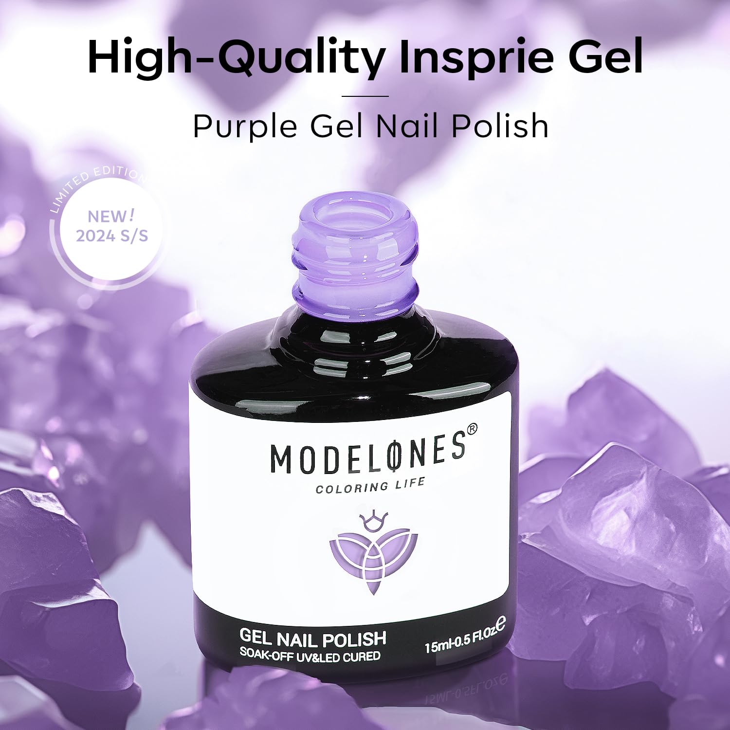Modelones 15ML Pastel Lilac Purple Gel Nail Polish - Soak Off LED/UV Cured, Non-Toxic Nail Art Kit for Women & Girls - Perfect for Summer Manicures, DIY Nail Designs & Gift Giving