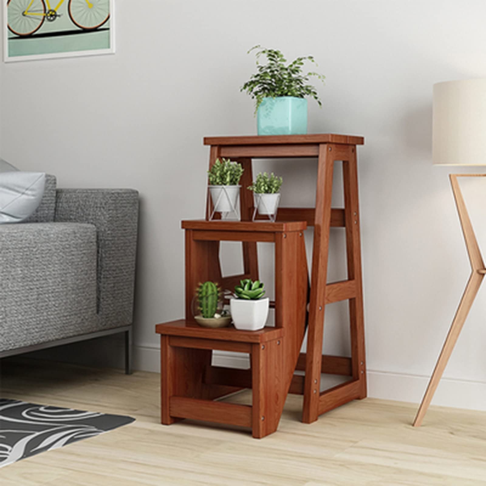 Solid Wood Stepladder Stool - 3-Step Multifunctional Home Ladder for Climbing, Reversible Step Stool Bench - Perfect for Kitchen, Bathroom & Kids' Room (Color: [Specify Color])