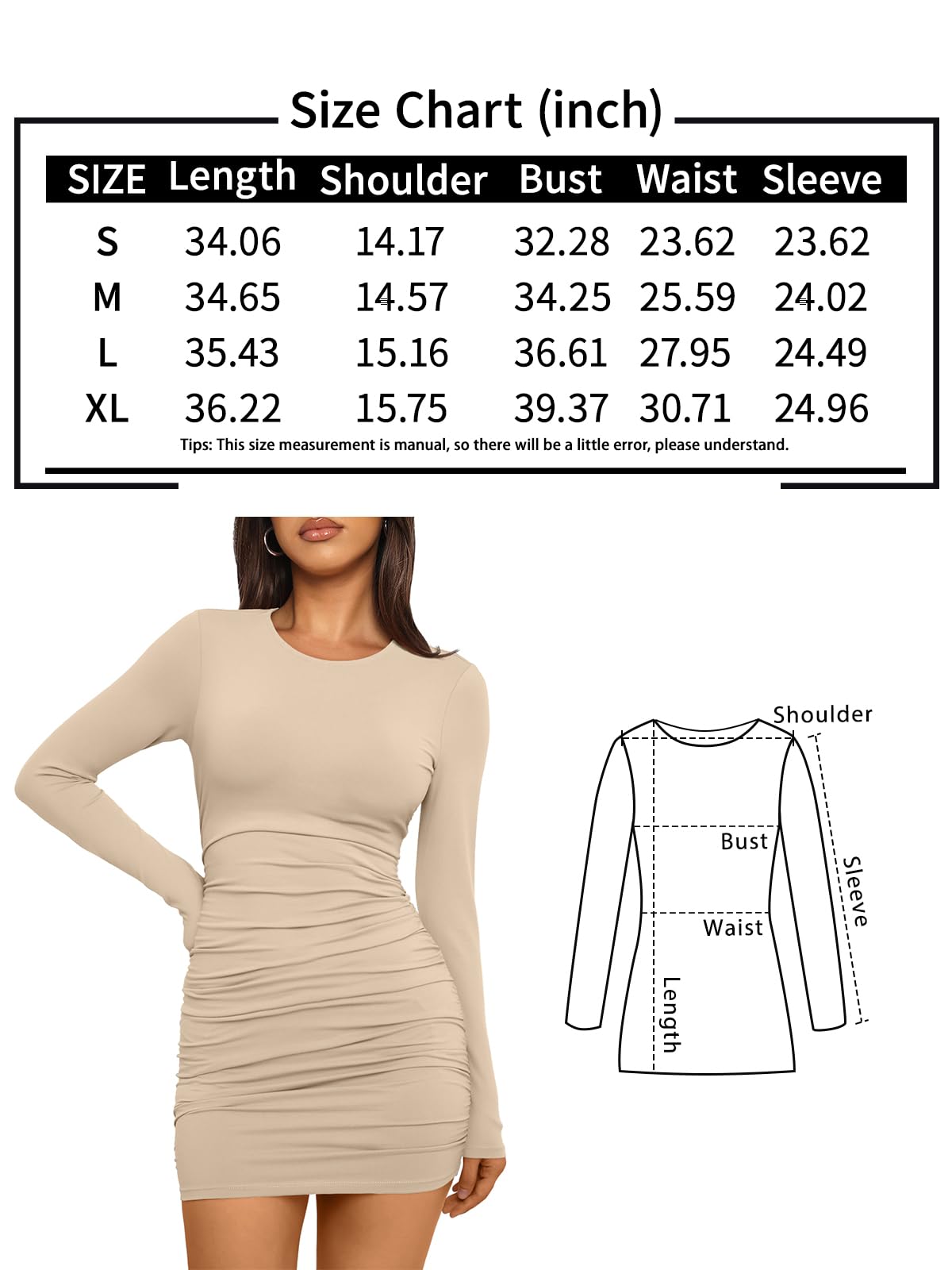 Trendy Queen Women's Casual Fall Bodycon Mini Dress Long Sleeve - Y2K Fashion Outfits for Dating, Party & Night Out | 2024 Trendy Dresses for Women