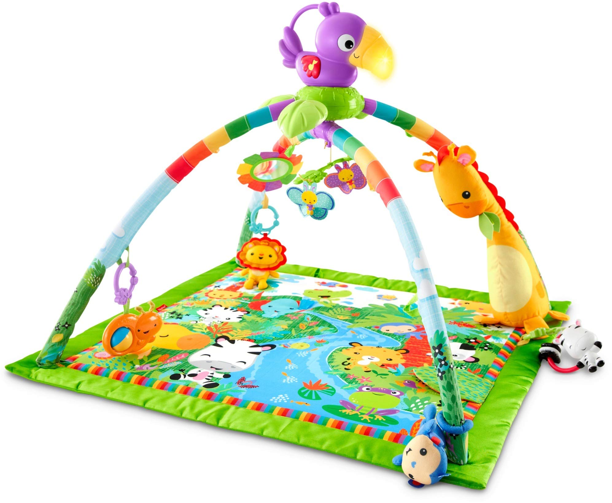 Fisher-Price Rainforest Music & Lights Deluxe Baby Activity Gym with Stroller Toy Sloth – Interactive Playmat for Tummy Time & Sensory Development – Perfect for Newborns & Infants (0-12 Months)