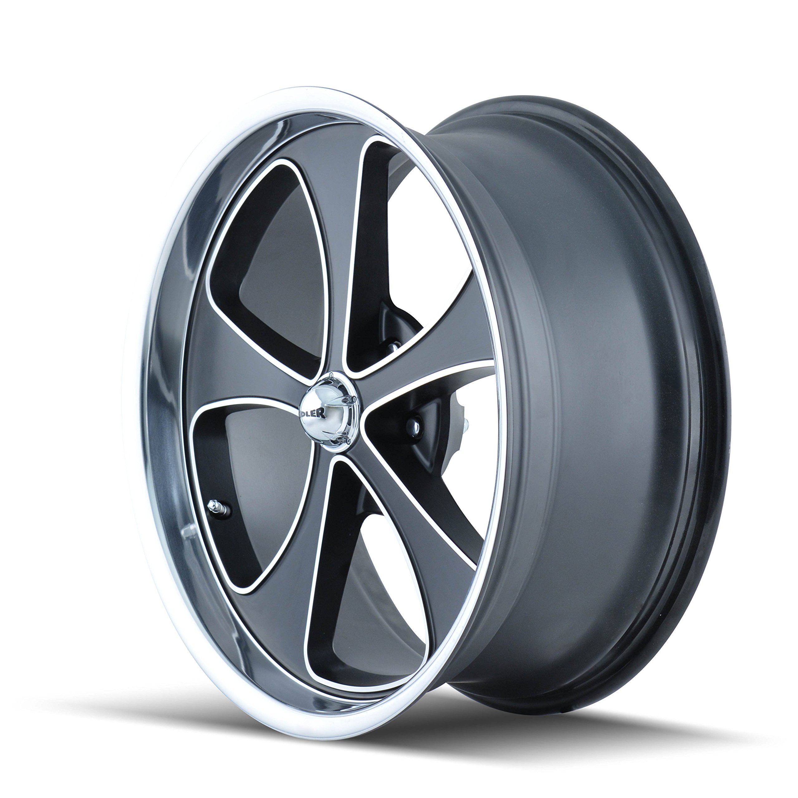 20x8.5 Inch 5x4.5 Bolt Pattern 0 Offset Matte Black Machined Face Polished Lip Wheel - Perfect for Jeep Wrangler, Ford Mustang & Chevy Silverado Off-Road & Street Driving