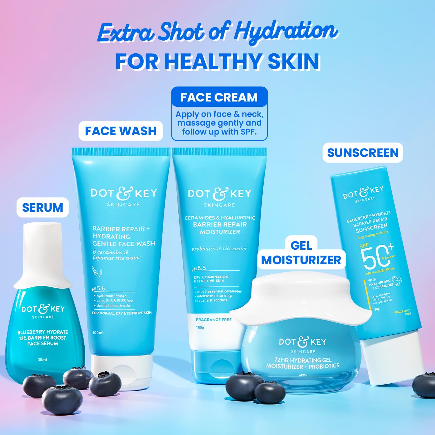 Dot & Key Ceramides Moisturizer with Hyaluronic Acid & Probiotics | Intense Hydration & Skin Barrier Repair Cream | Rice Water Formula for Dry, Normal & Sensitive Skin | 100g | Perfect for Night Care & Daily Skincare Routine