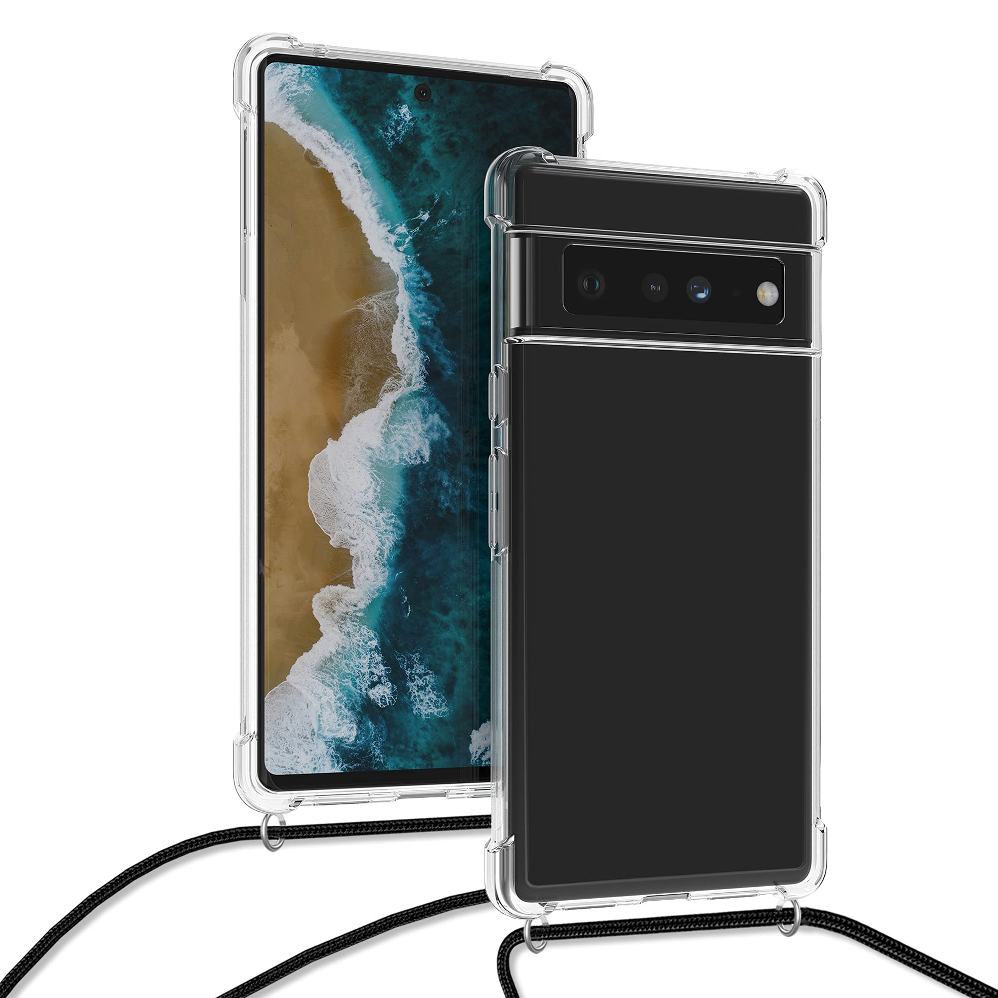 kwmobile Clear TPU Case for Google Pixel 6 Pro with Lanyard - Slim Crossbody Phone Cover for Daily Use
