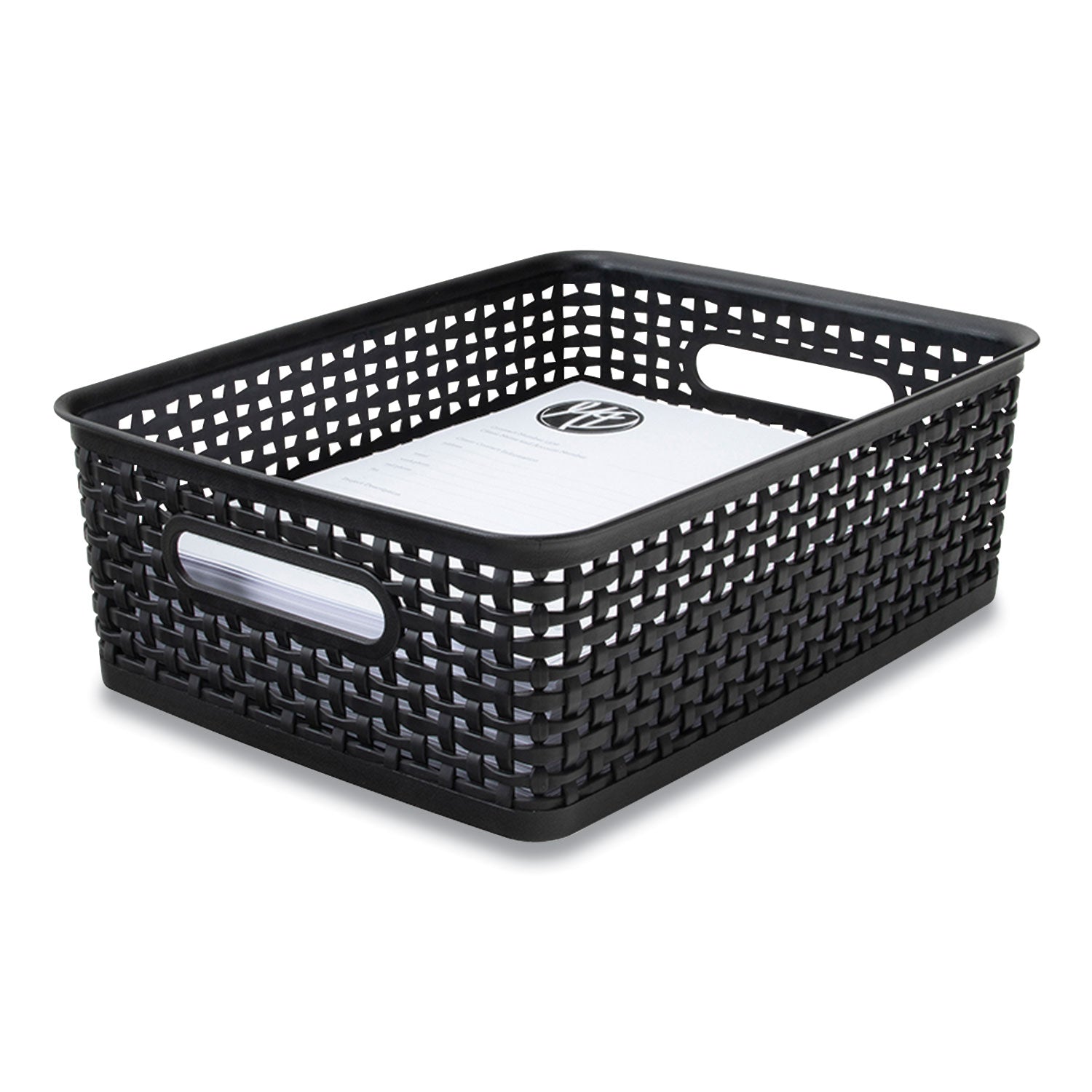 Advantus Black Plastic Weave Storage Bin - Medium Size 14