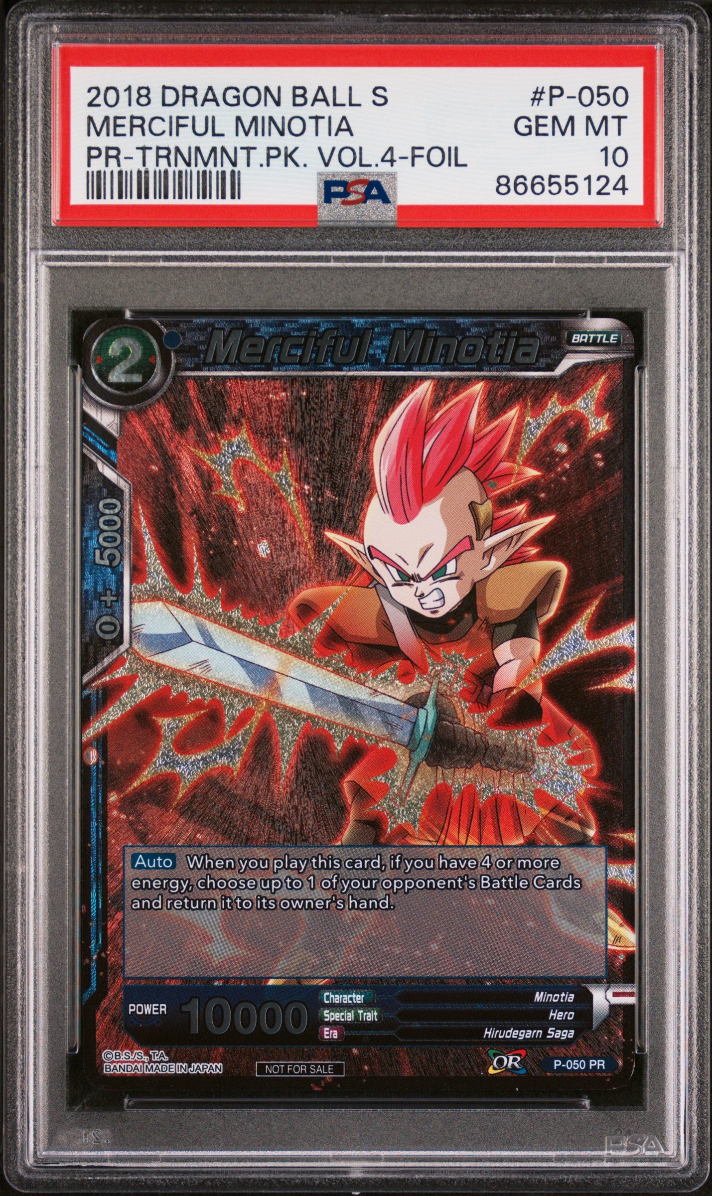 2018 Dragon Ball Super Merciful Minotia #P 050 PSA 10 Graded Card - Perfect Collectible for Anime Fans & Trading Card Game Enthusiasts