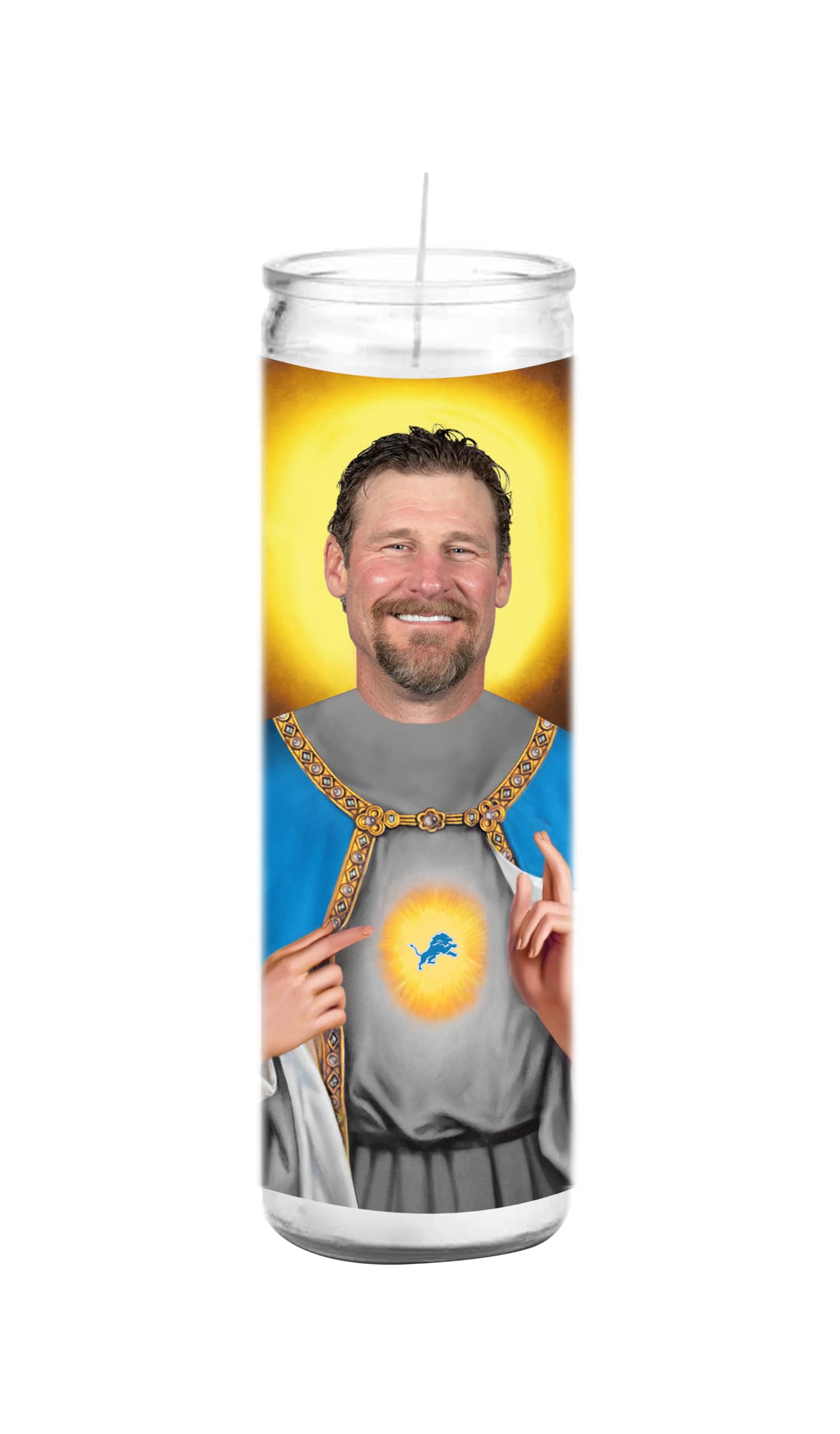 Coach Dan Campbell Scented Candle - Funny Football Gift Idea - Handmade White Votive Glass Jar Candle - Devotional Candles for Detroit Lions Fans - Unique Novelty Gift for NFL Lovers | Perfect for Game Day Decor, Home Office Aromatherapy & Sports Fan Collectibles