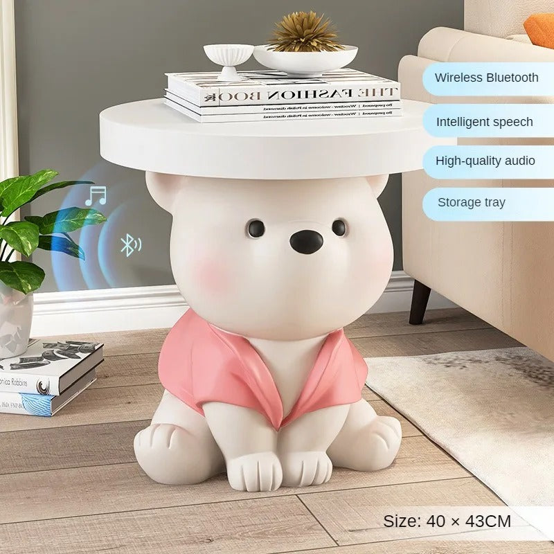 Vigorous Bear Statue - Bluetooth Speaker Side Table Decor, Handcrafted Resin Sculpture for Home & Office - Perfect for Living Room, Bedroom, or Gift Giving