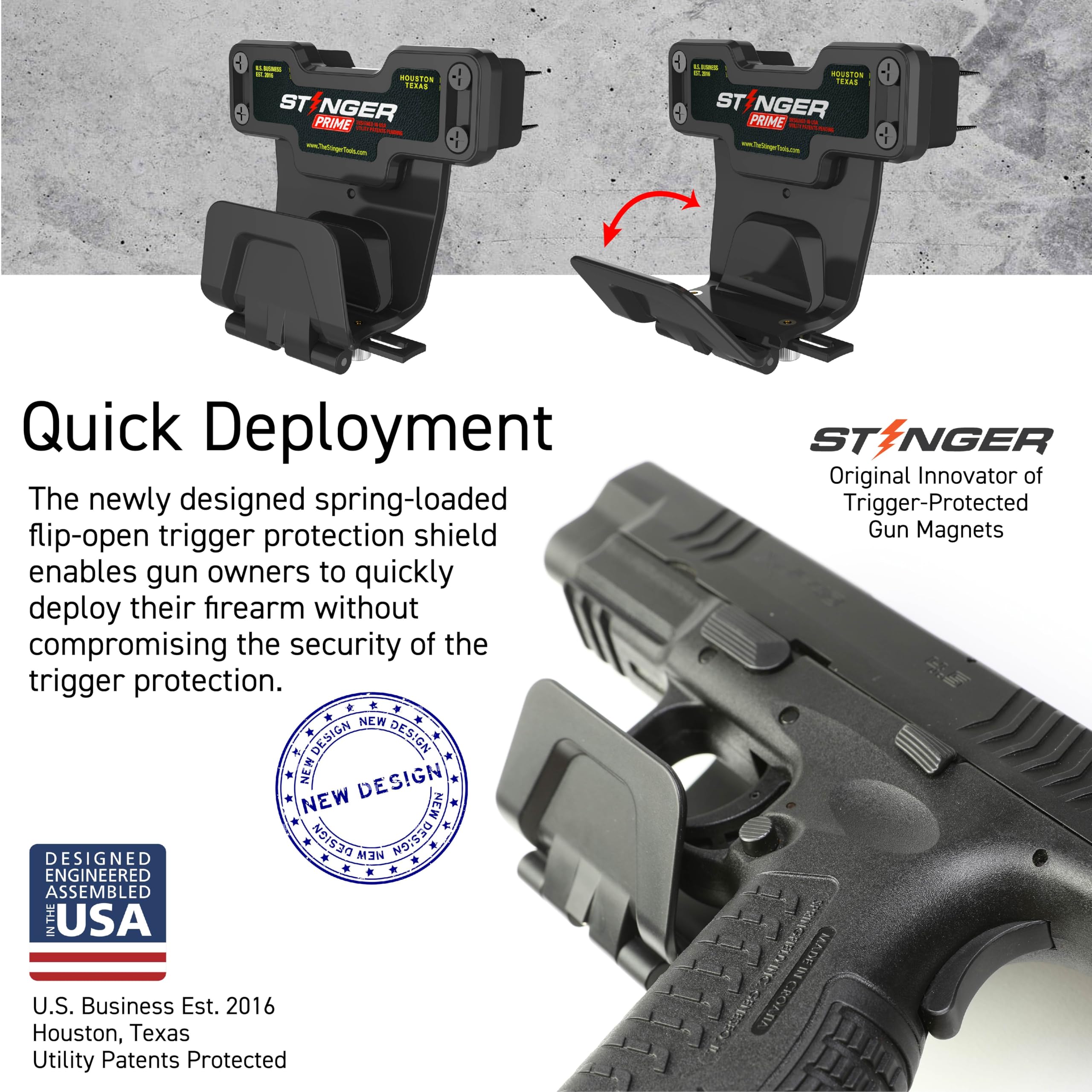 Stinger Magnetic Gun Mount Rack with Trigger Guard Protection | Vehicle & Home Concealed Gun Holder for Handgun, Rifle, Shotgun, Pistol, Revolver | Perfect for Car, Truck, Desk, Safe & Wall Installation
