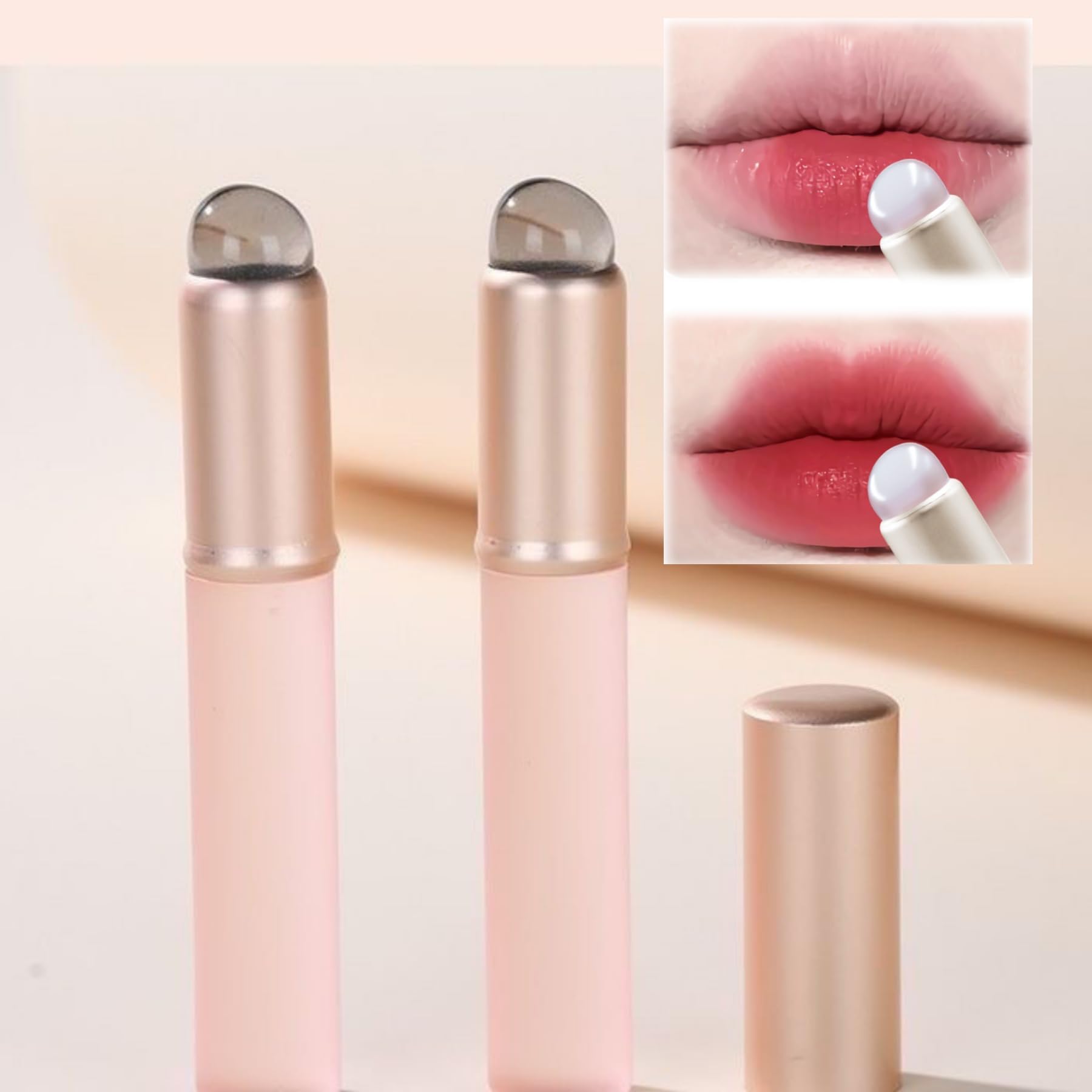 2-Pack Mini Silicone Lip Brushes - Portable Concealer & Makeup Brush for Lip Gloss, Lipstick & Foundation - Includes Dust Cap - Perfect for Travel & Professional Makeup Application