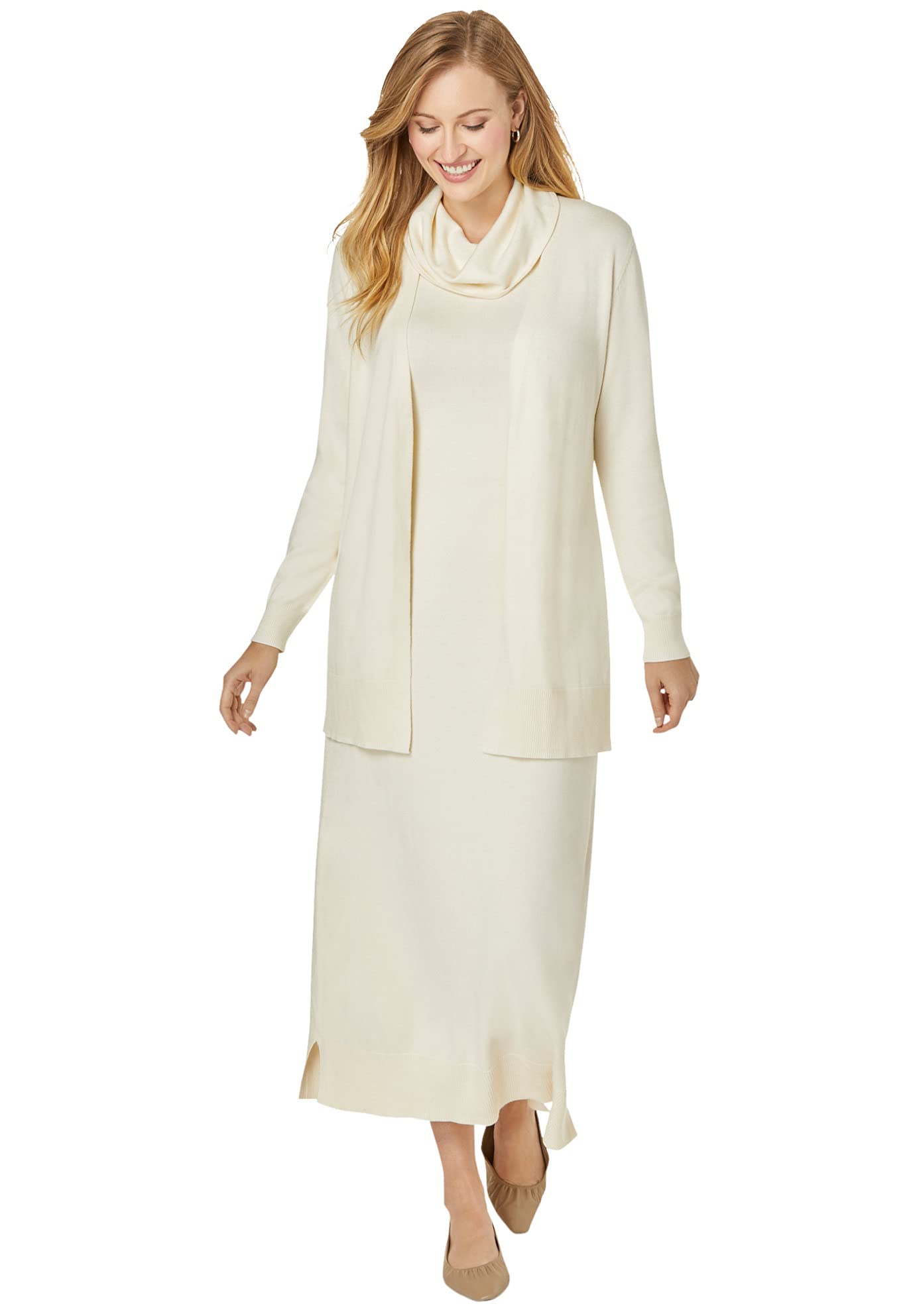Jessica London Women's Plus Size Two-Piece Sweater Dress Suit - Cozy Knit Outfit for Work, Date Night & Holiday Parties | Soft Winter Fashion for Curvy Women