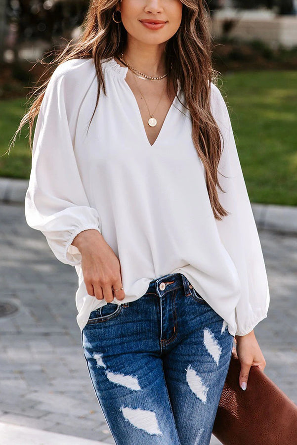 Elegant Work Life Balance V Neck Blouse for Women - Professional Office Wear & Casual Outfit