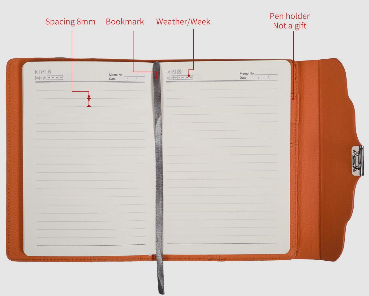 ARRLSDB Lockable Leather Journal - Secure Writing Notebook with Password Lock, Personal Diary & Planner Organizer for Women & Men (Orange) | Perfect for Travel, Work & Creative Writing