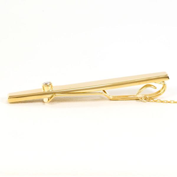 18K Yellow Gold Diamond Tie Pin - Vintage Pre-Owned Luxury Men's Jewelry for Weddings & Formal Events