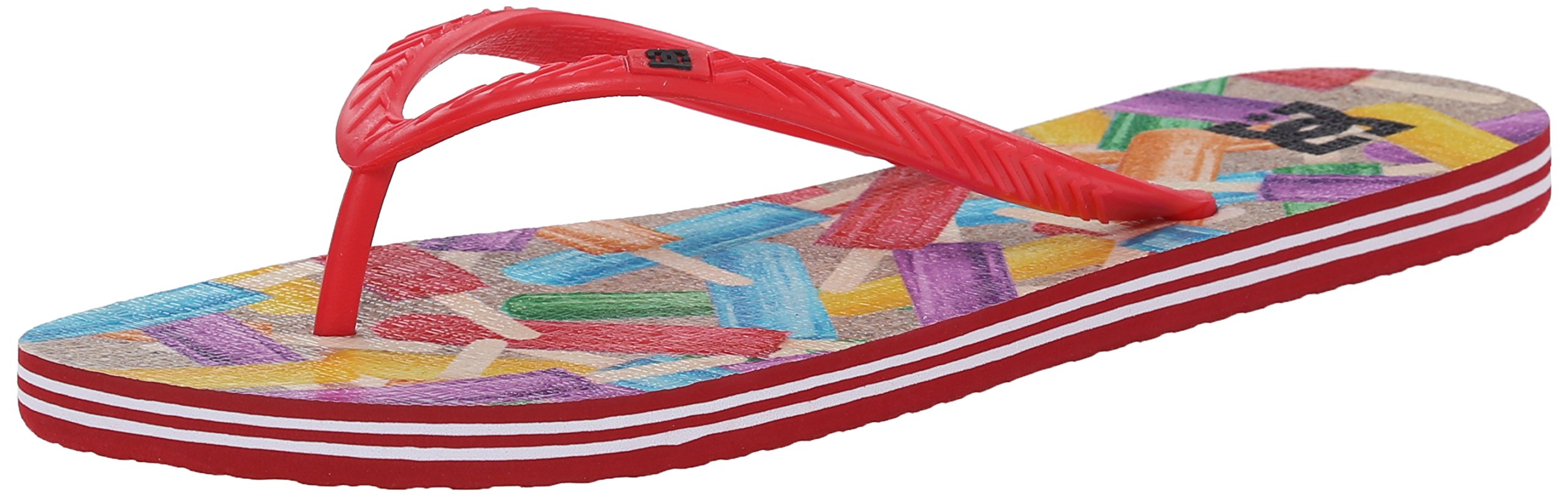 DC Women's Spray Graffik Flip-Flop Sandals - Comfortable Beach Slides with Colorful Graphic Design for Summer, Pool, and Vacation Wear