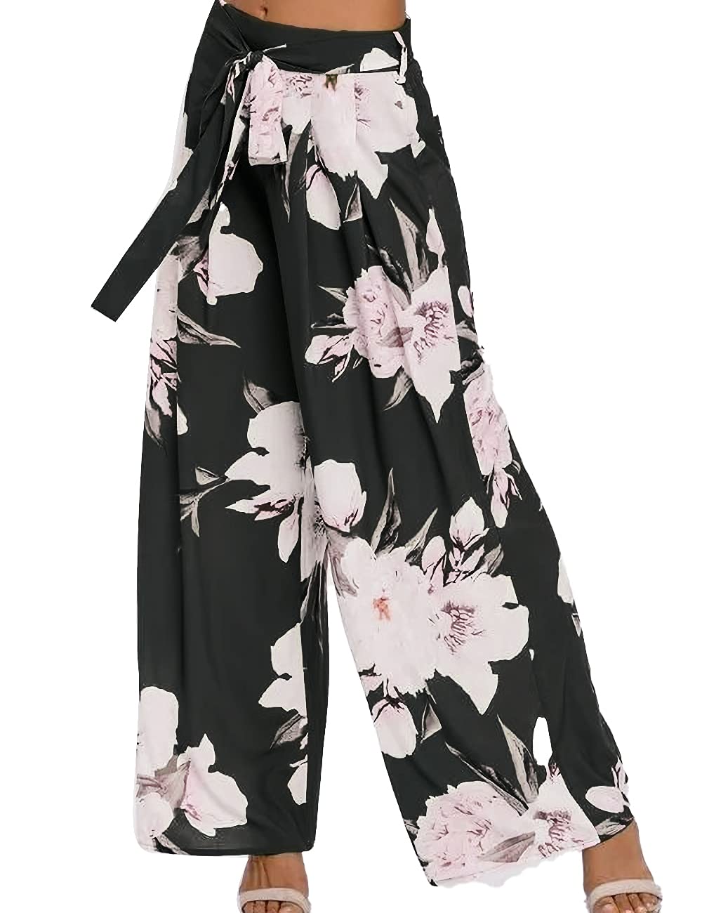 TICOSA Women's Printed Palazzo Lounge Pants - Wide Leg Flowy Casual Pants with Pockets for Yoga, Travel & Everyday Comfort