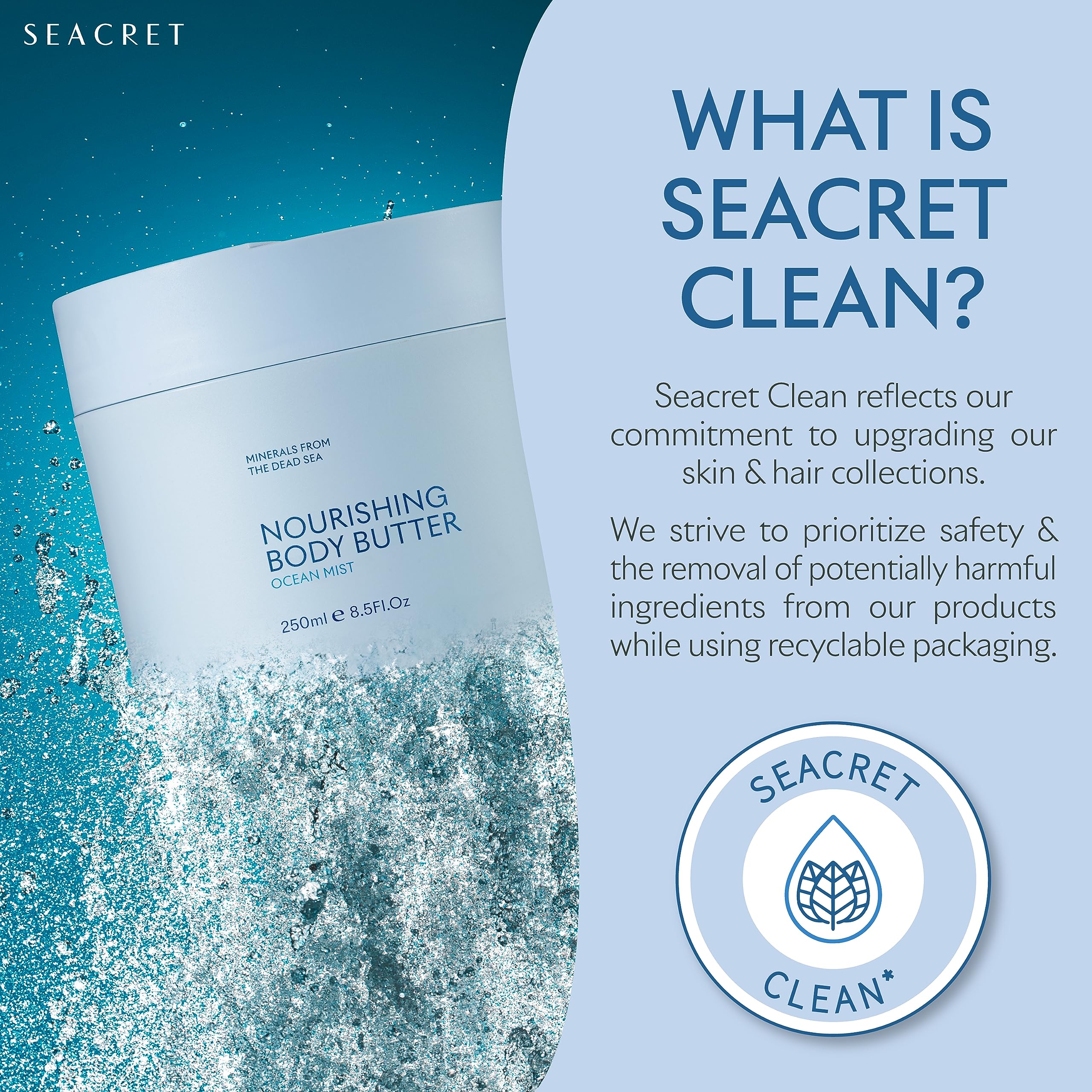 SEACRET Body Butter - Ultra Hydrating Moisturizer with Shea Butter, Cocoa Butter, Vitamins E & C | Dead Sea Minerals | 8.5 Fl Oz | Perfect for Dry Skin Care & After Shower Hydration