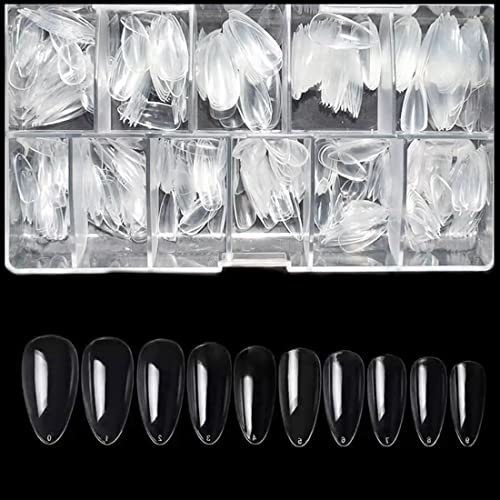 500pcs Clear Stiletto Press-On Almond Nails - Full Cover Acrylic Fake Nails Extension Gel Tips for Women | DIY Nail Art, Home & Salon Use | 10 Sizes Included | Perfect for Parties, Weddings & Everyday Glam