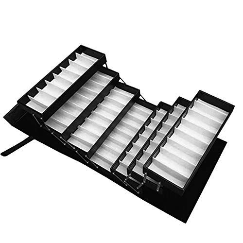 INTSUPERMAI Foldable PU Leather Eyeglasses Storage Organizer with Password Lock - Portable Eyewear Display Case for Travel, Home & Office Organization