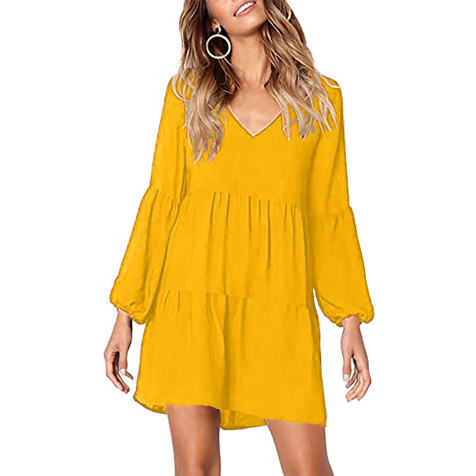 LVOFTJU Women's Summer Dress - Elegant Swing Knee-Length Ruffle Dress for Casual Wear, Office & Parties | Breathable & Stylish