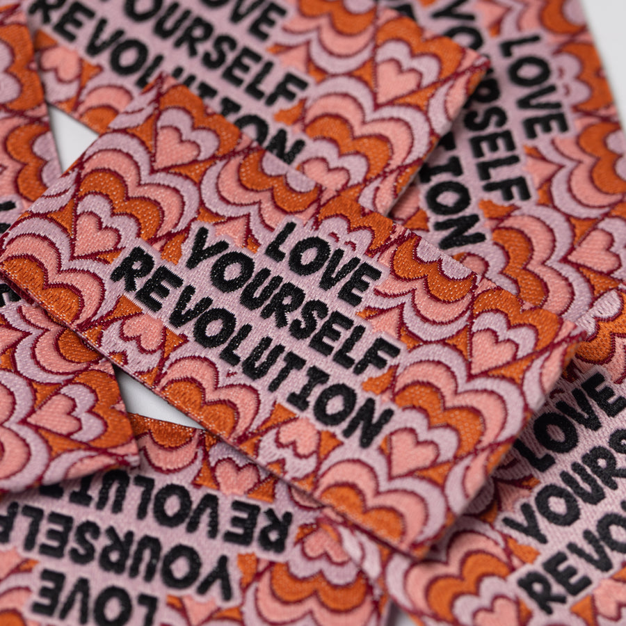 Little Rosy Cheeks Pack of 6 Sewing Labels - Love Yourself Revolution - Perfect for DIY Clothing, Handmade Crafts & Personalized Gifts