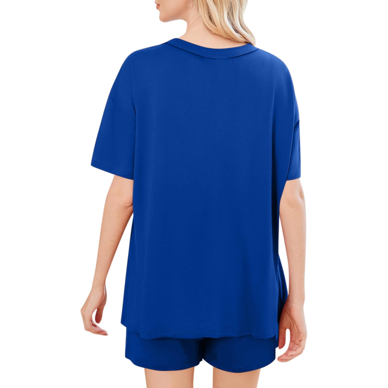 Women's 2-Piece Lounge Set - Soft Summer Pajama Shorts & Round Neck Top Sleepwear - Comfortable Casual Outfit for Home, Travel & Relaxation - Size 6X-Large