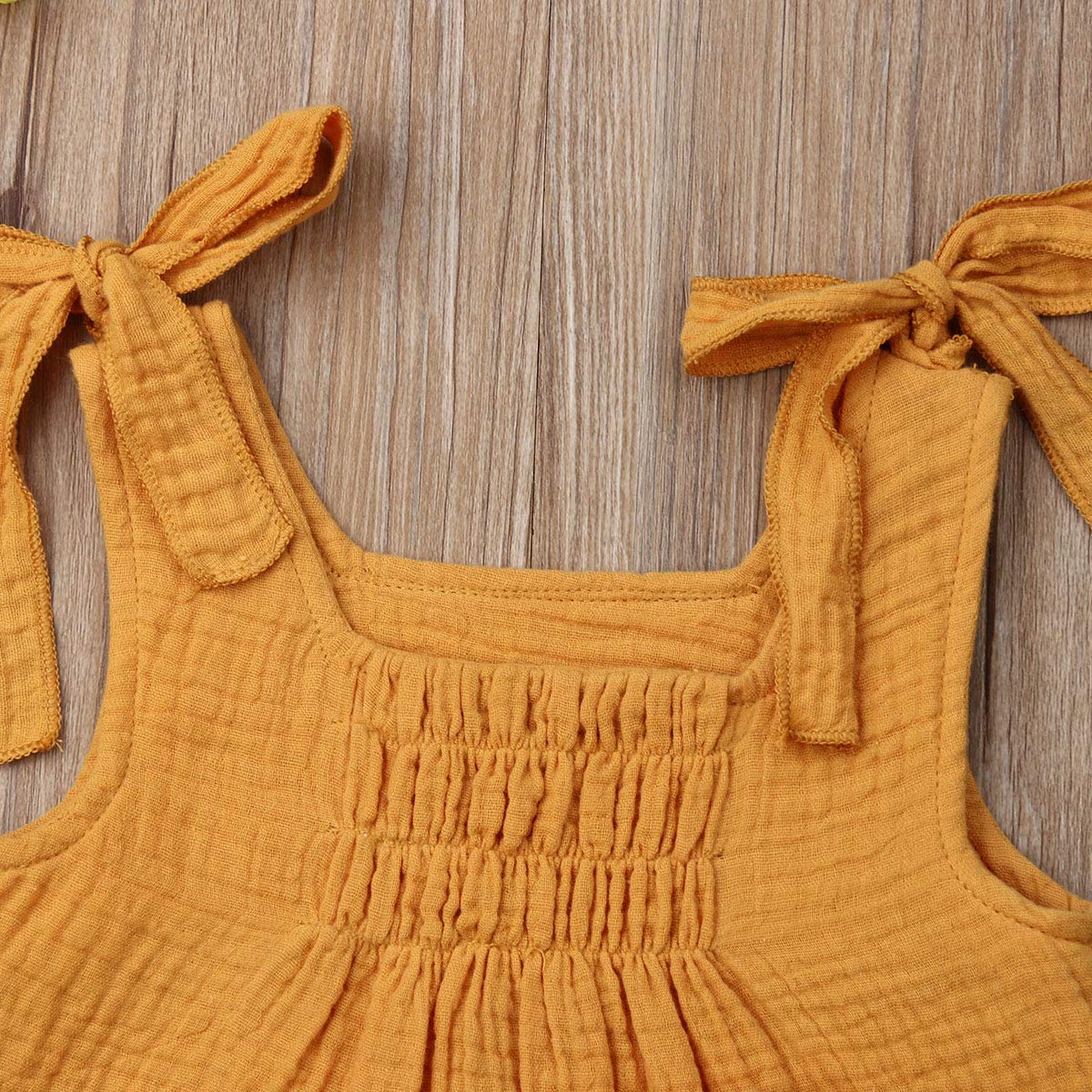 Pudcoco Baby Girls Cotton Linen Blend Summer Outfit Set - Ruffle Straps Top & Bubble Shorts for Toddler 1-3 Years | Playdate, Beach, Photo Shoot, Casual Wear