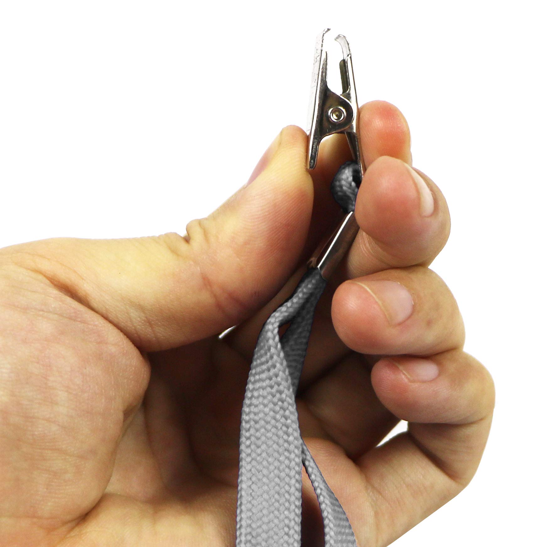 Ollain 100 Pack Gray ID Lanyards with Clip for Badge Holders - Cruise & Office Use