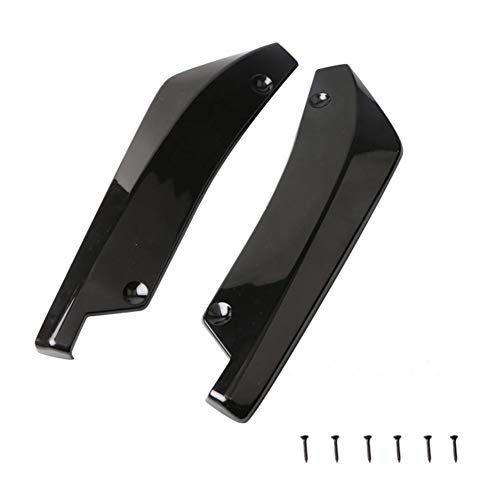 2Pcs Universal Car Rear Bumper Lip Diffuser Splitter & Front Bumper Canard Protector Body Kit with Side Skirt Spoiler - Black | Enhance Vehicle Aerodynamics & Style for Sedans, Coupes, Sports Cars